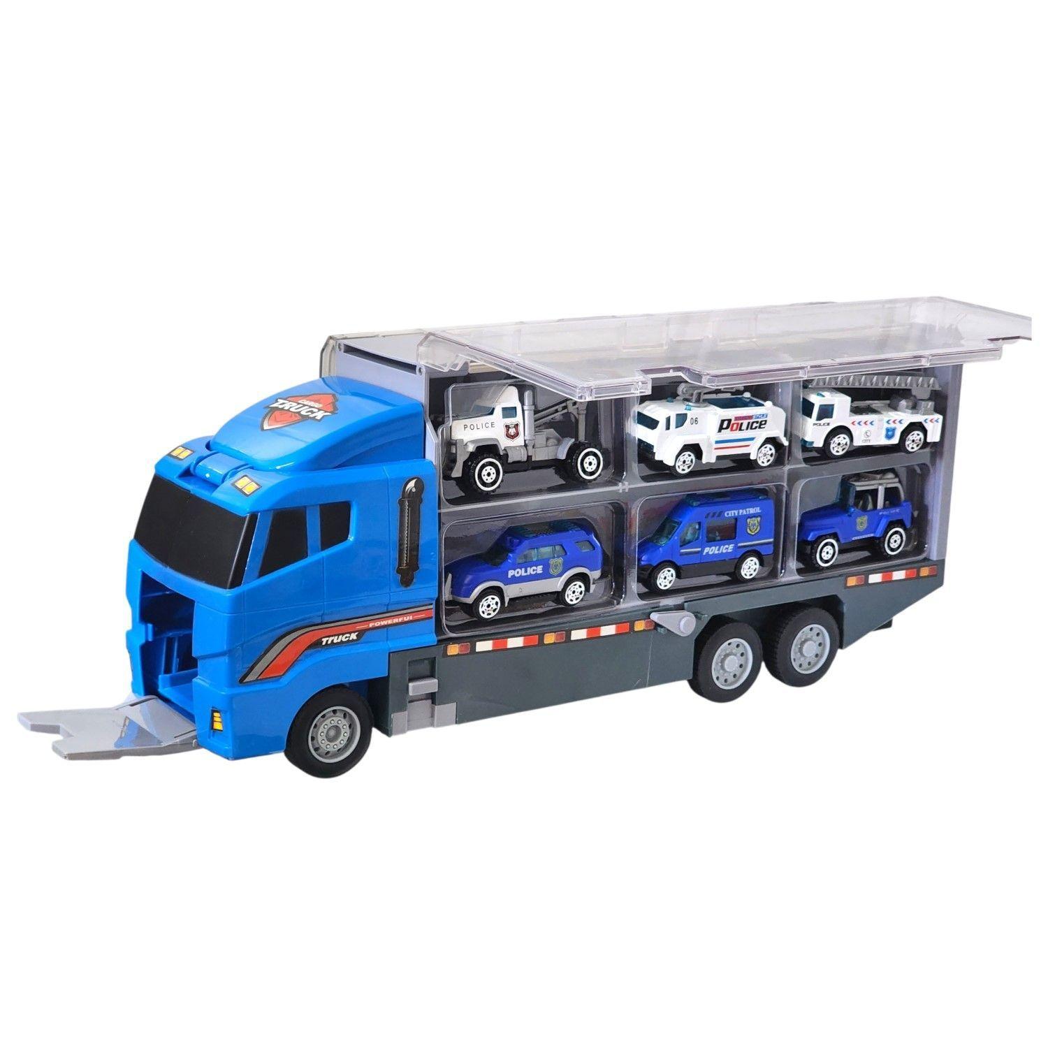 Juguete Camión Transporte Policial Fricción 6 Autos DBG1611-4