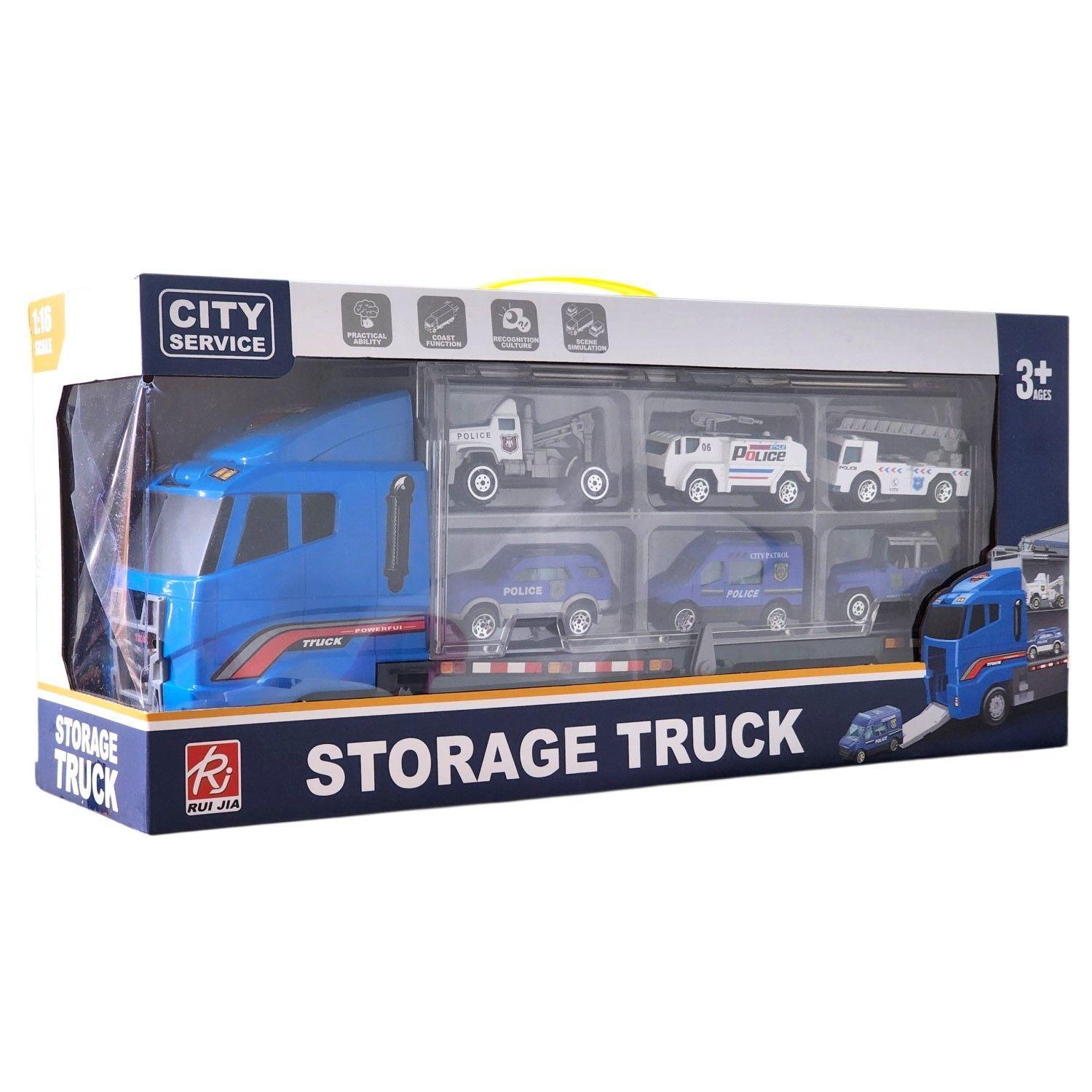 Juguete Camión Transporte Policial Fricción 6 Autos DBG1611-7