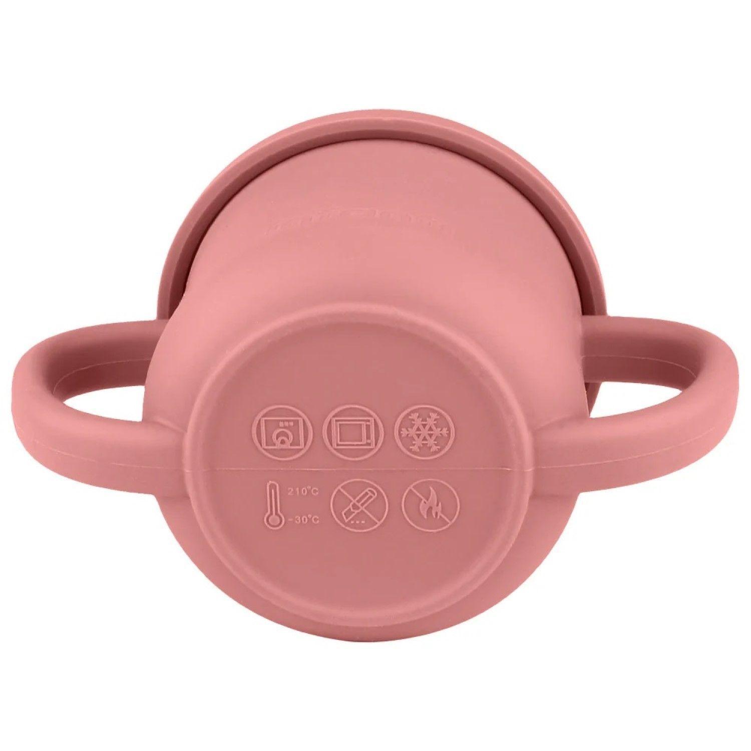 Vaso Silicona 2 en 1 con asas y bombilla Bebe 225ml Infanti Rosa-2