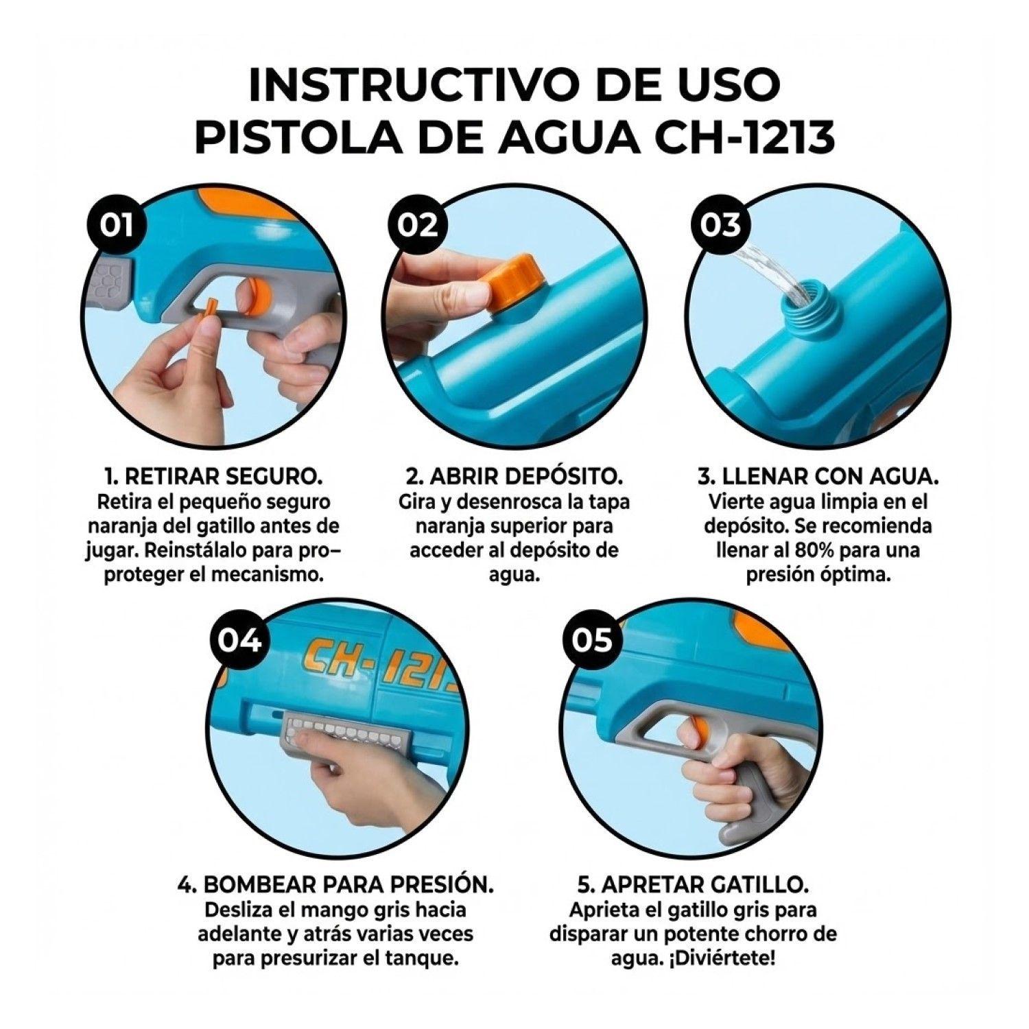 Juguete Pistola Lanza Agua Doble Chorro 400ml DBG1604BL-5