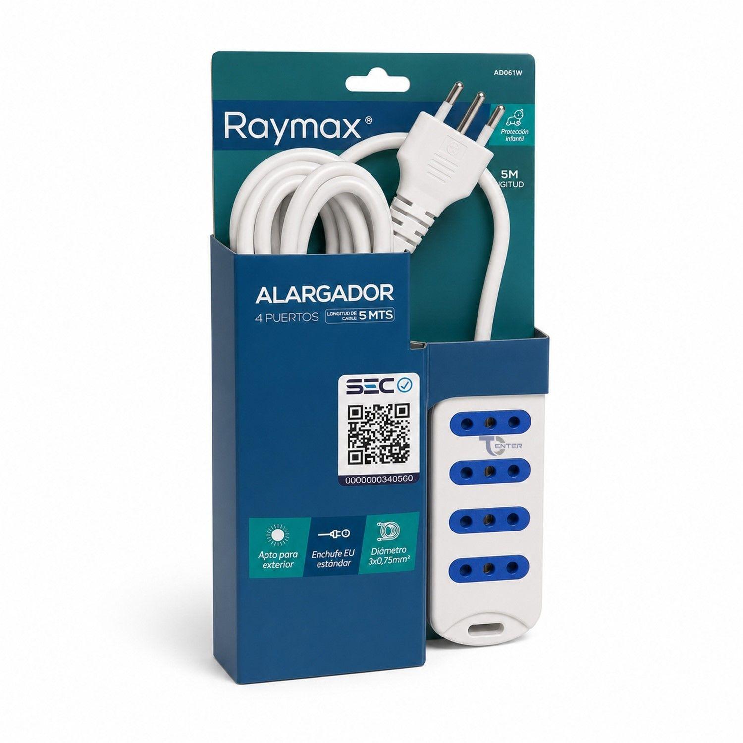 Alargador RAIMAX 5M 4 Tomas RM0061W Blanco-0