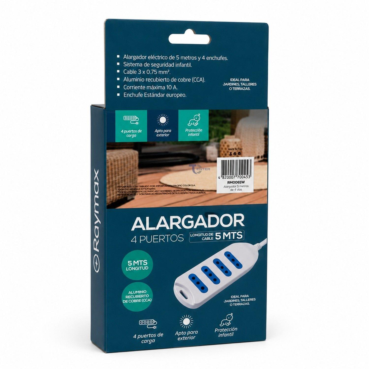 Alargador RAIMAX 5M 4 Tomas RM0061W Blanco-5