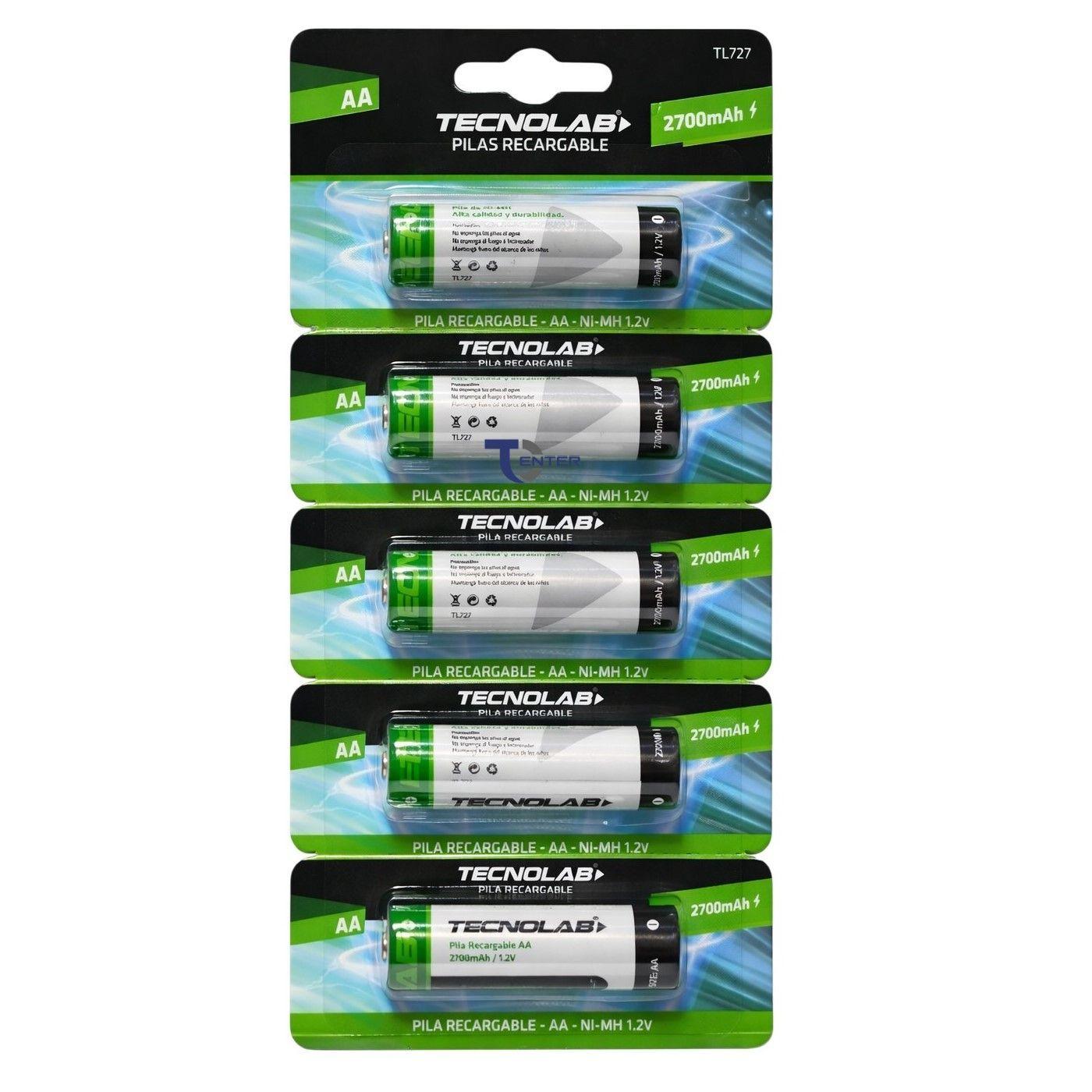 Pack 5 Pilas Recargables AA Tecnolab 2700mha TL727-0