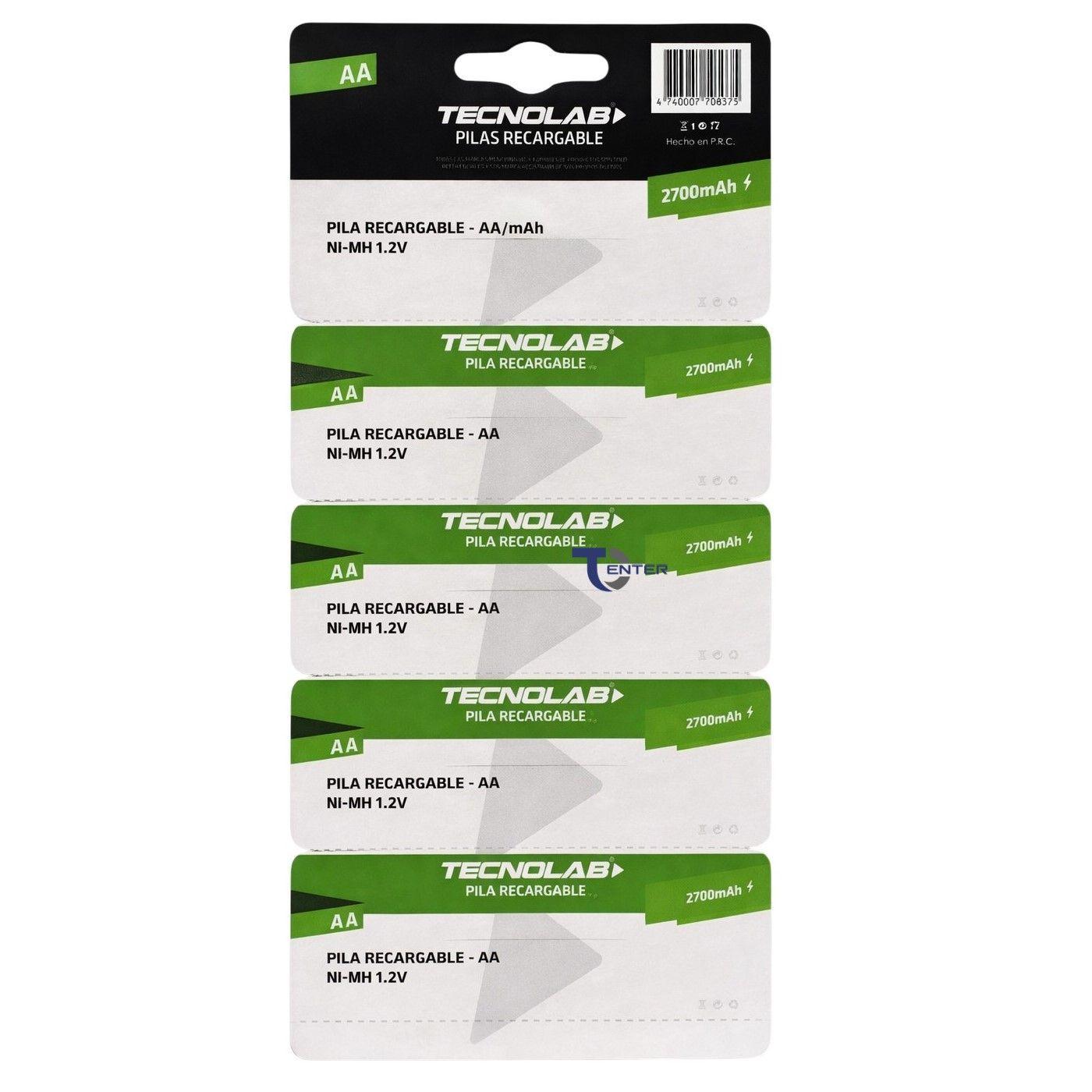 Pack 5 Pilas Recargables AA Tecnolab 2700mha TL727-1