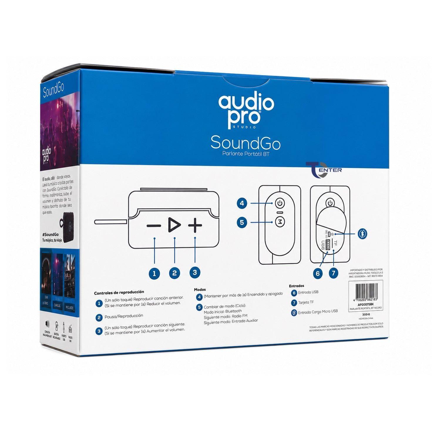 Parlante BT Audiopro 10w Inalámbrico AP02093BK Negro-5