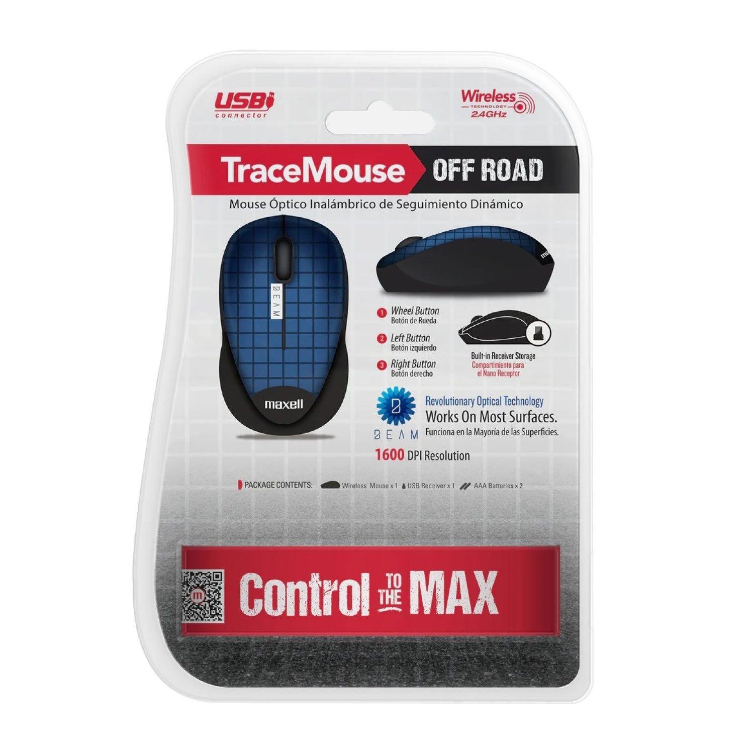 Mouse Óptico Inalámbrico Trace 1600 DPI 2.4GHz Maxell Azul-3