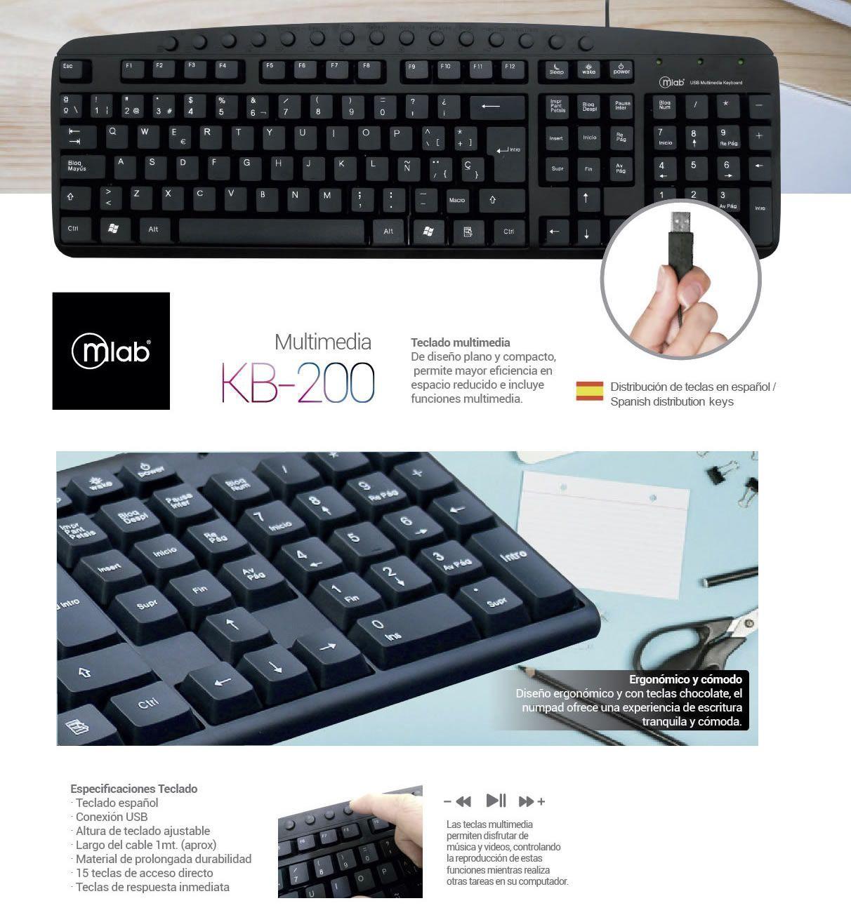 Teclado Multimedia Mlab Querty Español Usb-1