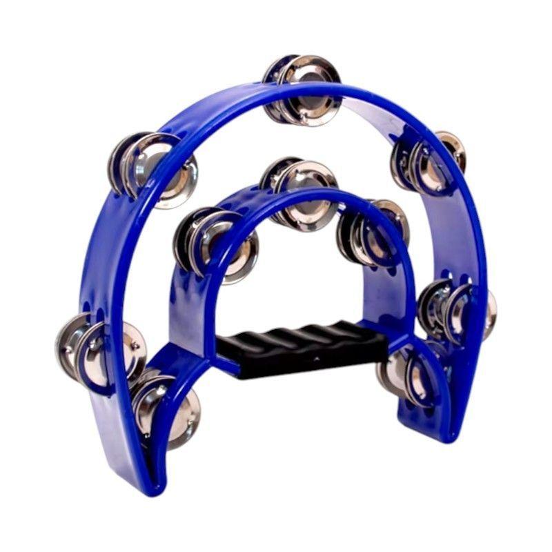 Pandereta Media Luna Doble Fila Sonaja 20x20cm Azul-4