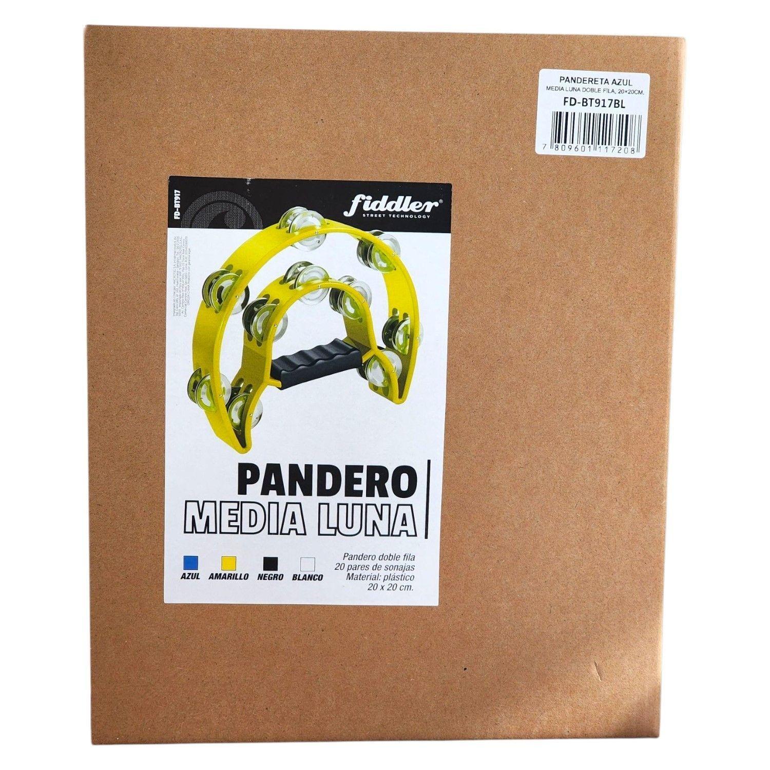 Pandereta Media Luna Doble Fila Sonaja 20x20cm Azul-6