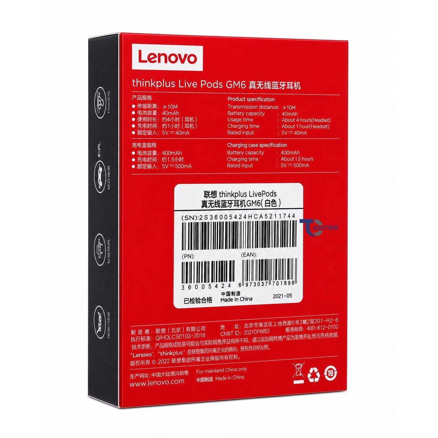Audífonos Lenovo Thinkplus LivePods GM6 Blanco-4