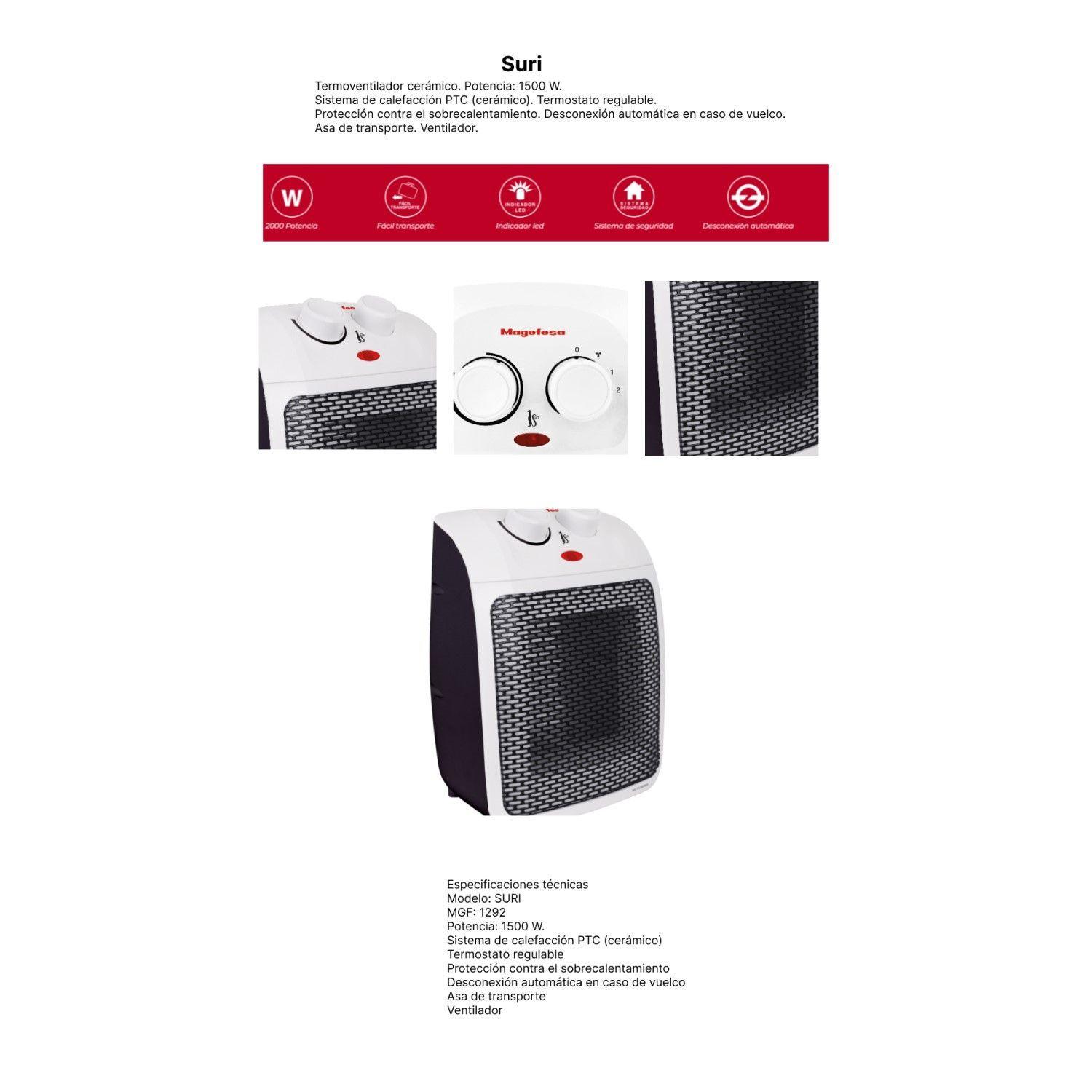 Termoventilador Cerámico1500w Magefesa Suri Mgf1292-2