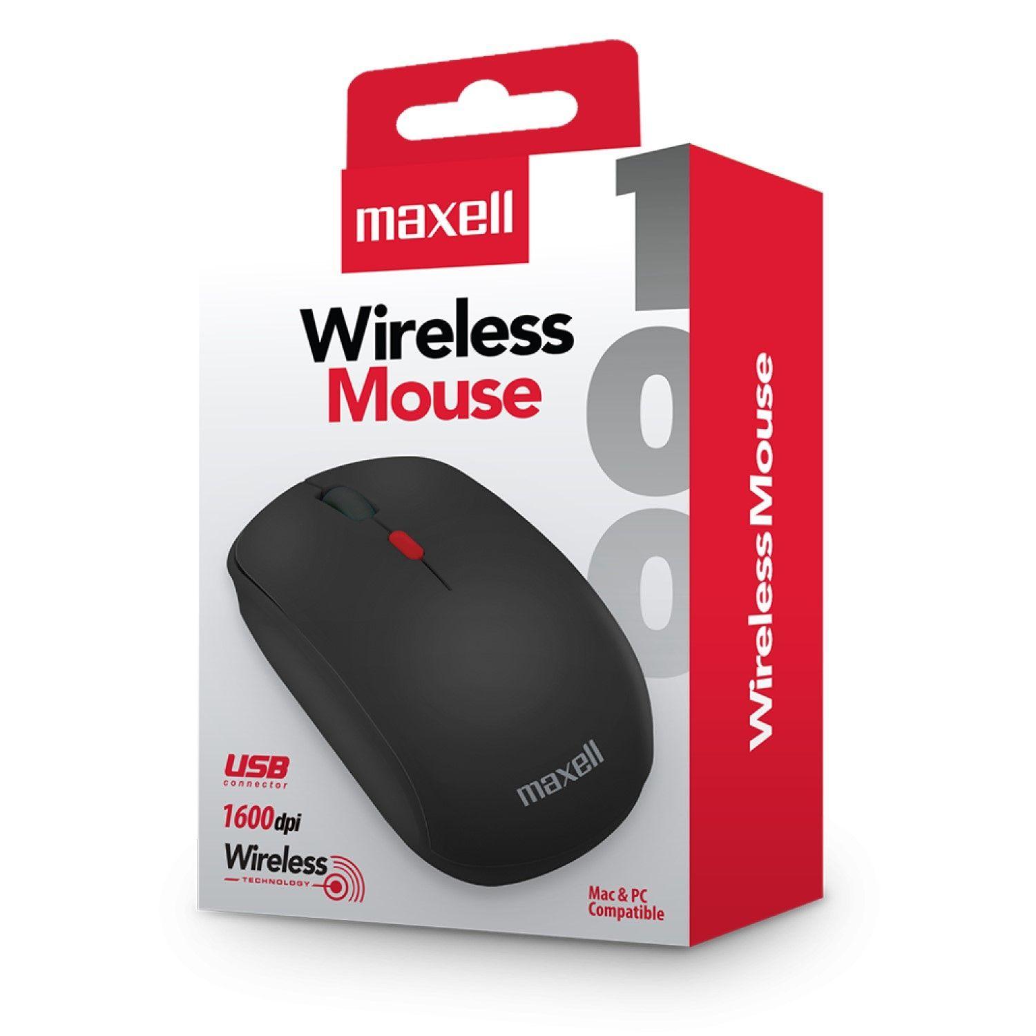 Mouse Inalámbrico Ergonómico 1600 DPI MOWL-100 Maxell Negro-2