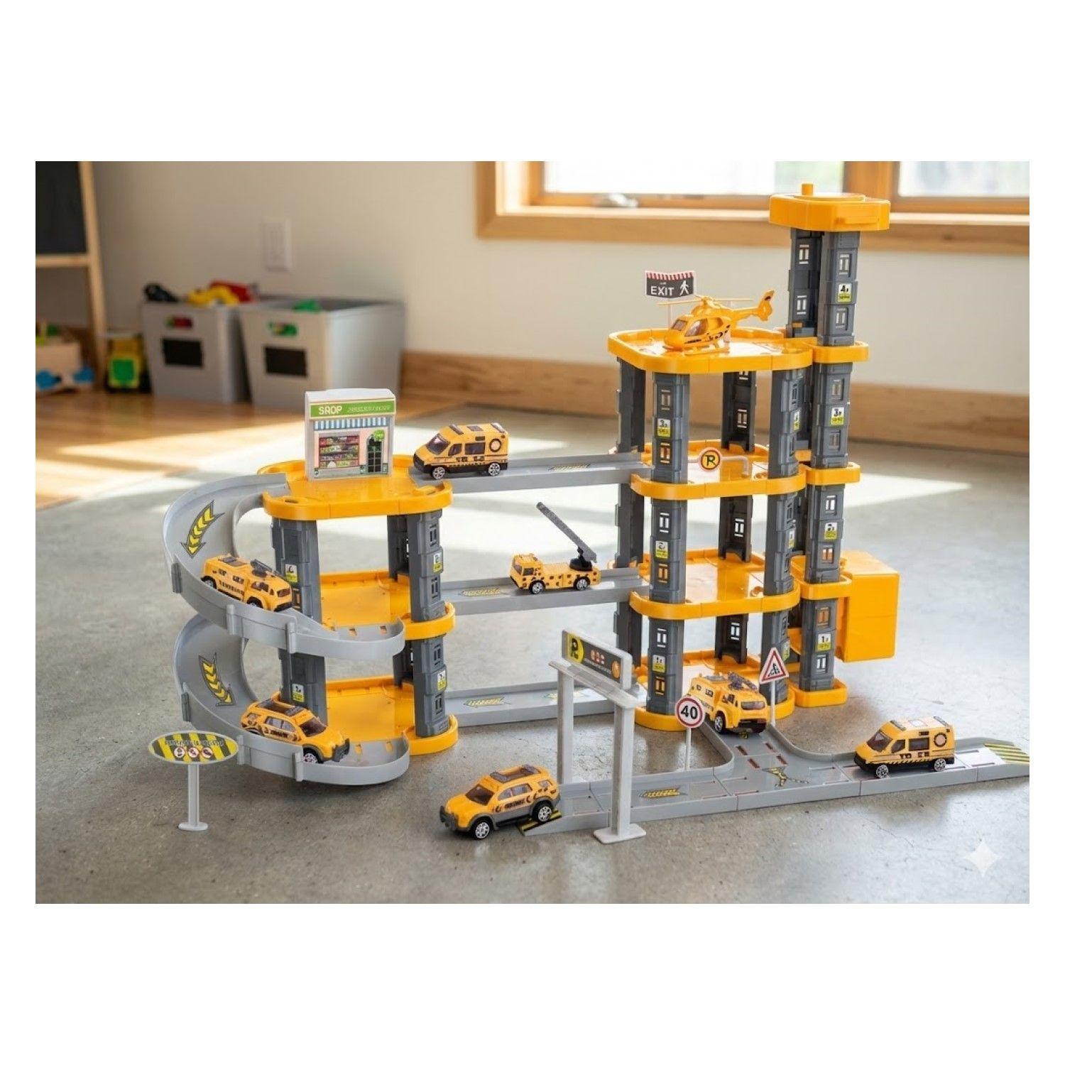 Set Armable Pista Autos 3 Niveles Estación Rescate DBG1702-4