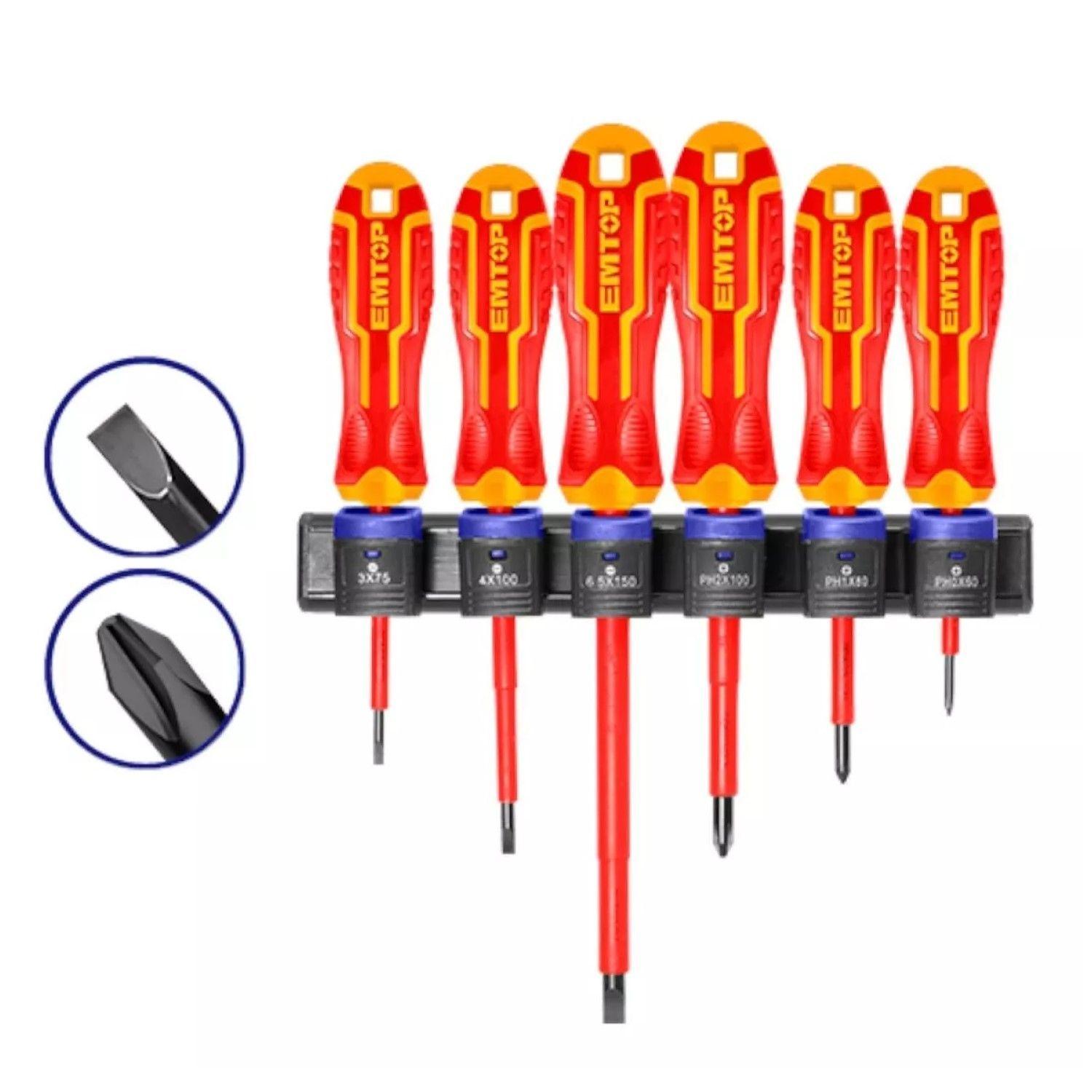 Kit 6 Destornilladores Aislados 1000v Emtop ESSTJS061-0
