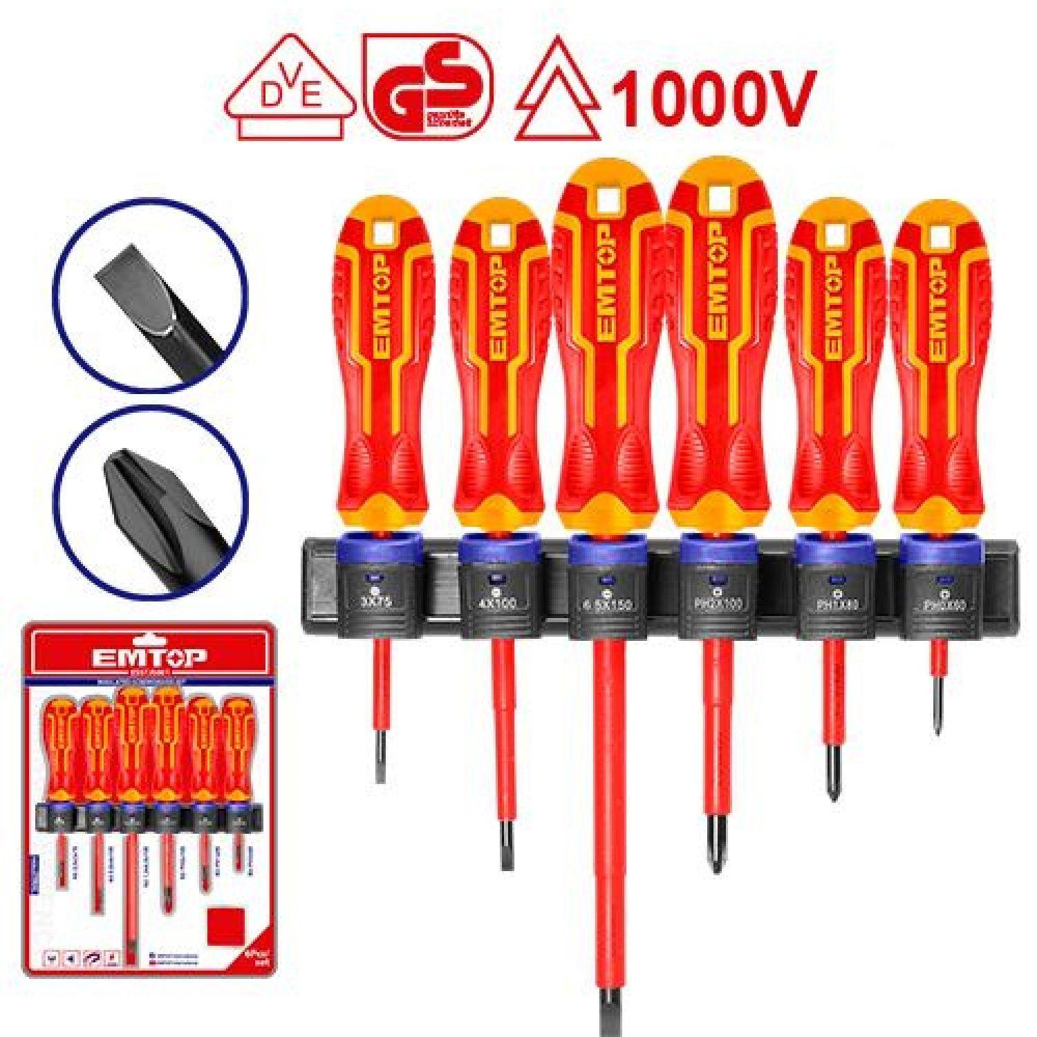 Kit 6 Destornilladores Aislados 1000v Emtop ESSTJS061-3