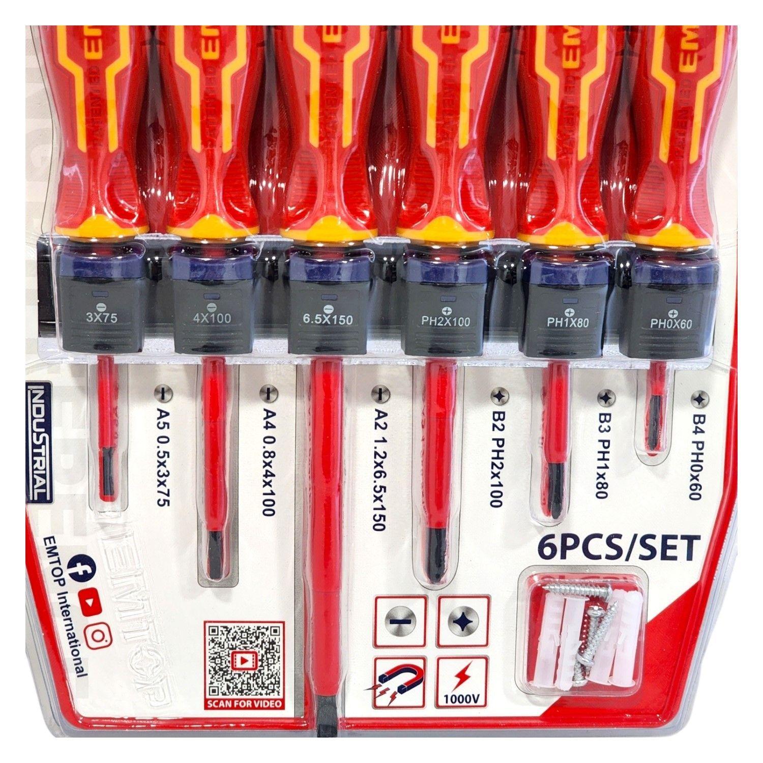 Kit 6 Destornilladores Aislados 1000v Emtop ESSTJS061-5