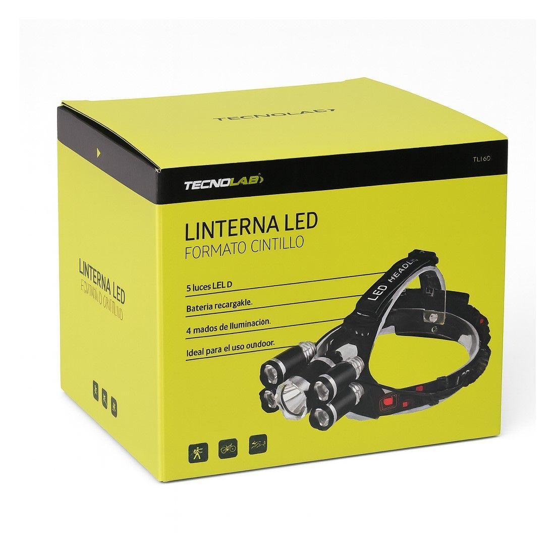 Linterna Cintillo Led Tecnolab 5 Focos Recargable TL143-2
