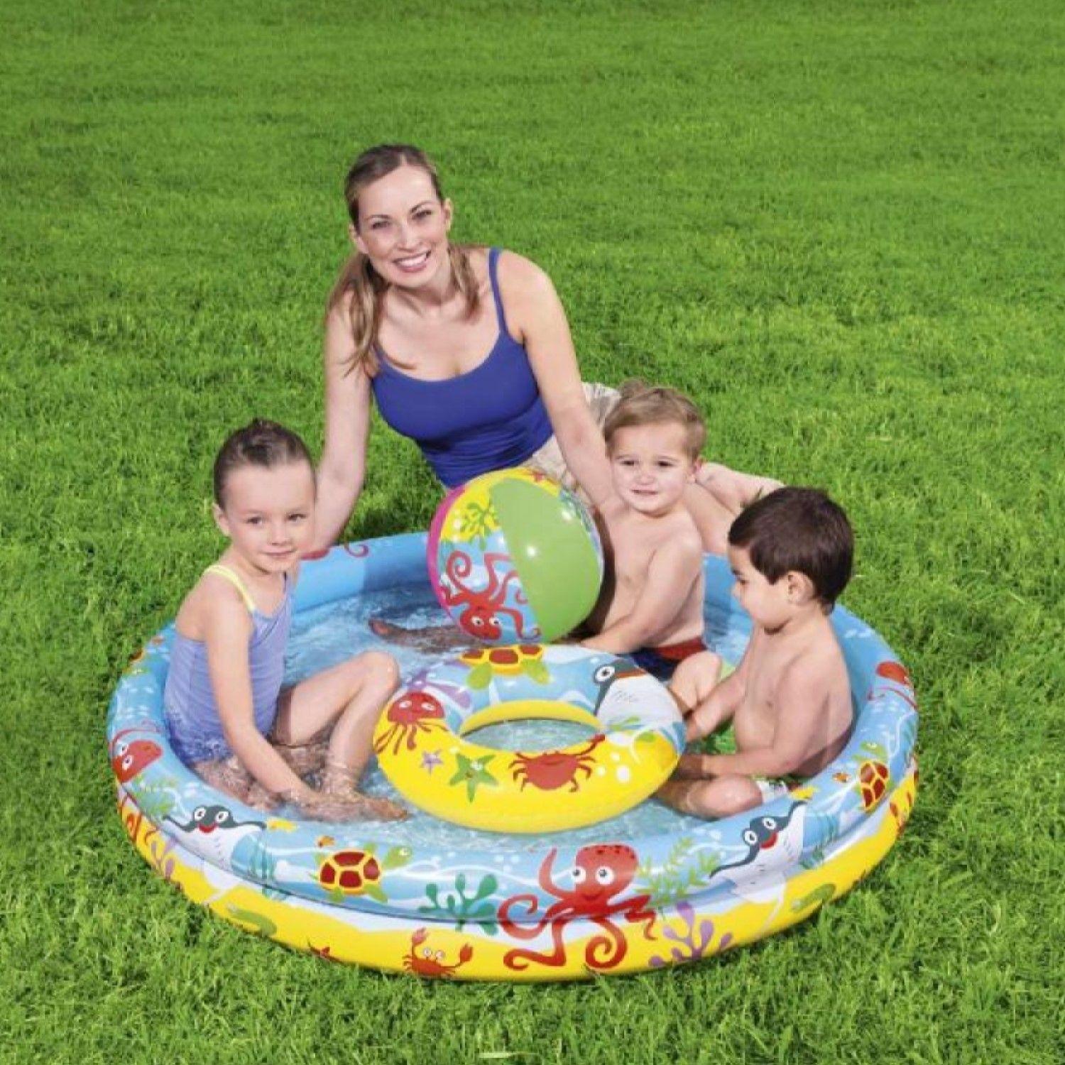 Piscina Inflable + Aro + Pelota 122cm Bestway -5
