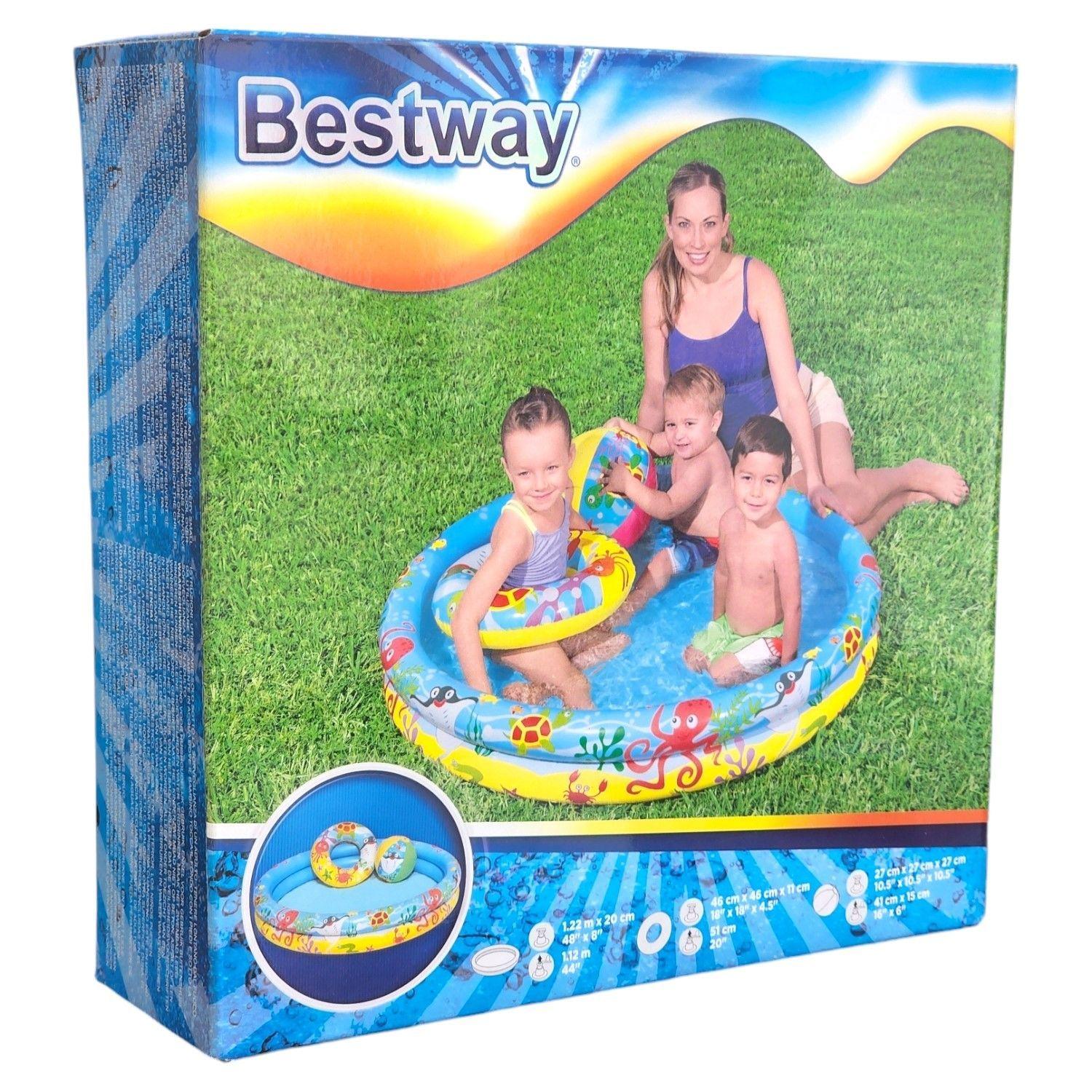 Piscina Inflable + Aro + Pelota 122cm Bestway -7