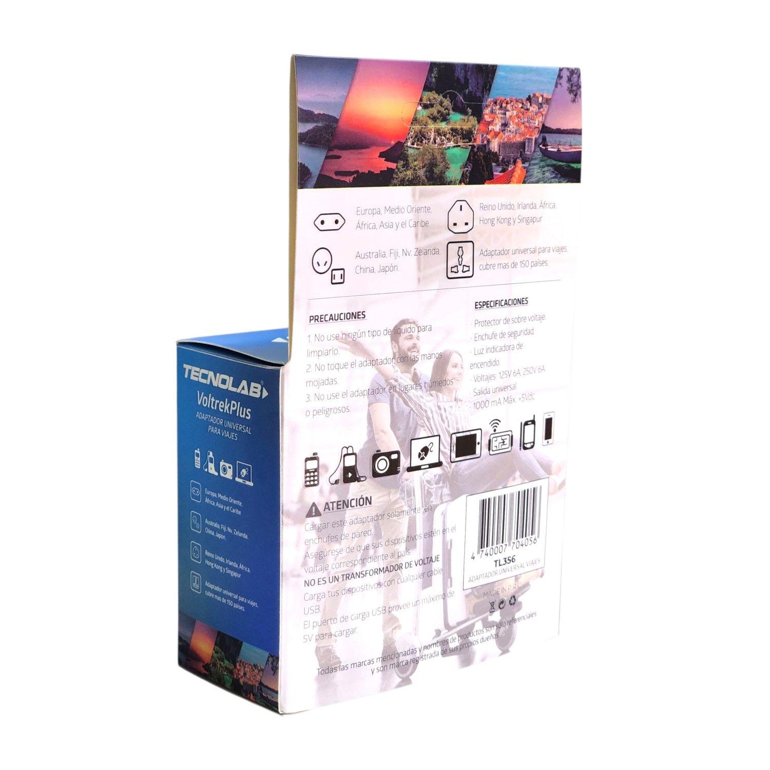 Adaptador Universal De Viaje Voltrek Plus Tl356 Tecnolab-4