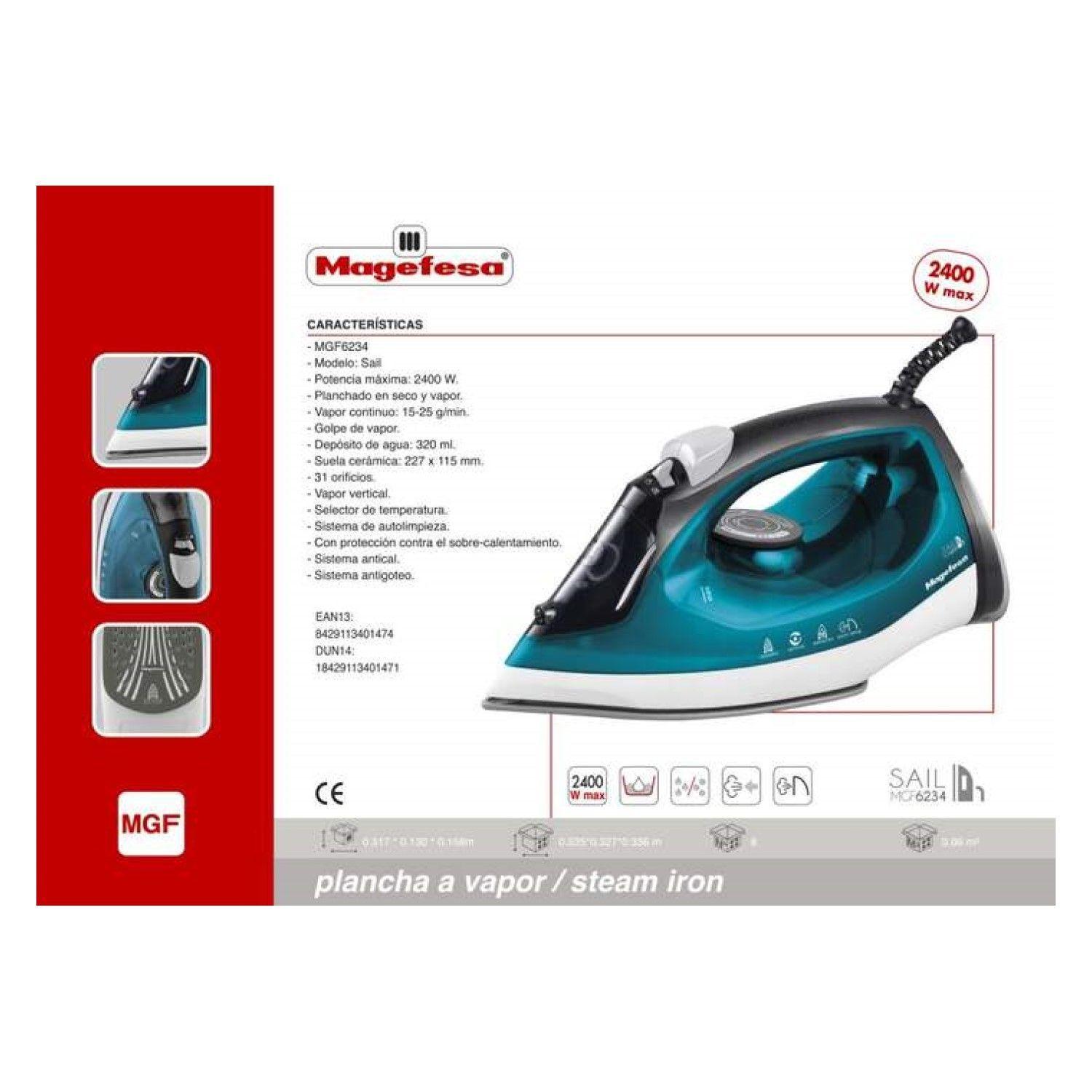 Plancha de Vapor para Ropa 2400w SAIL MGF6234 Magefesa-3
