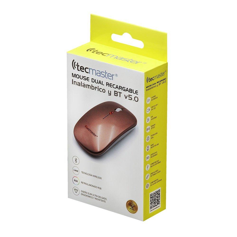 Mouse Slim Dual Inalámbrico Tecmaster Recargable Rosa-3