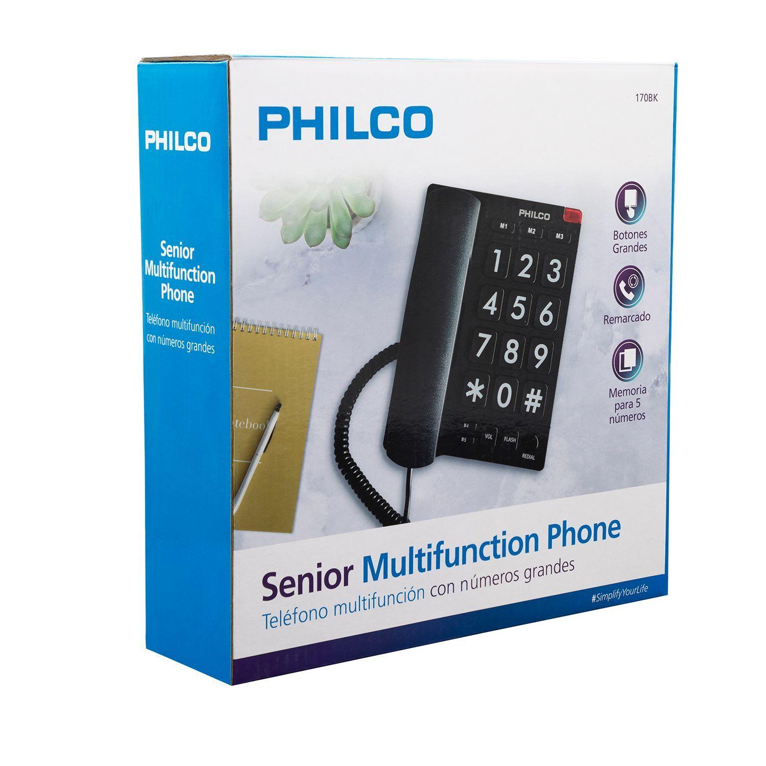 Teléfono Fijo Philco Números Grandes 170BK Negro-4