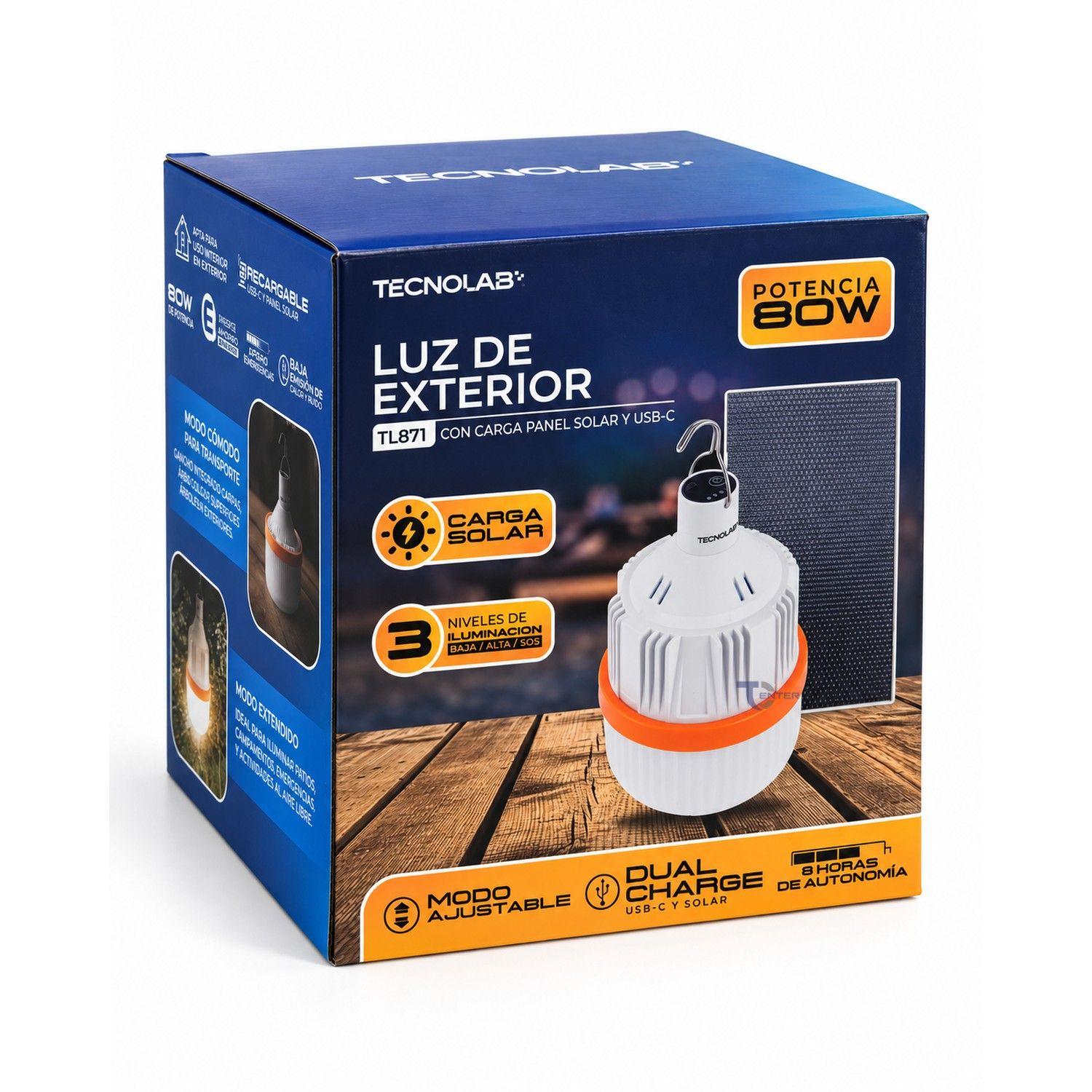 Lámpara LED solar 80W USB-C Tecnolab TL871-6