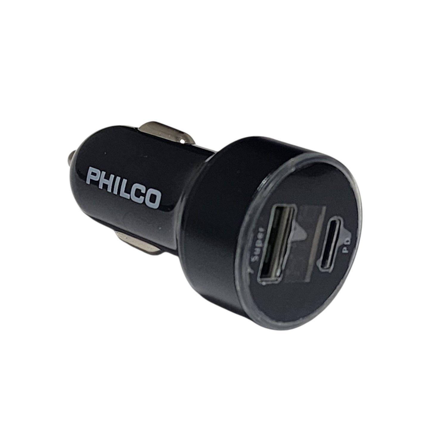 Cargador de Auto USB 3.0 + USB-C Pantalla LED LD49A Philco-0
