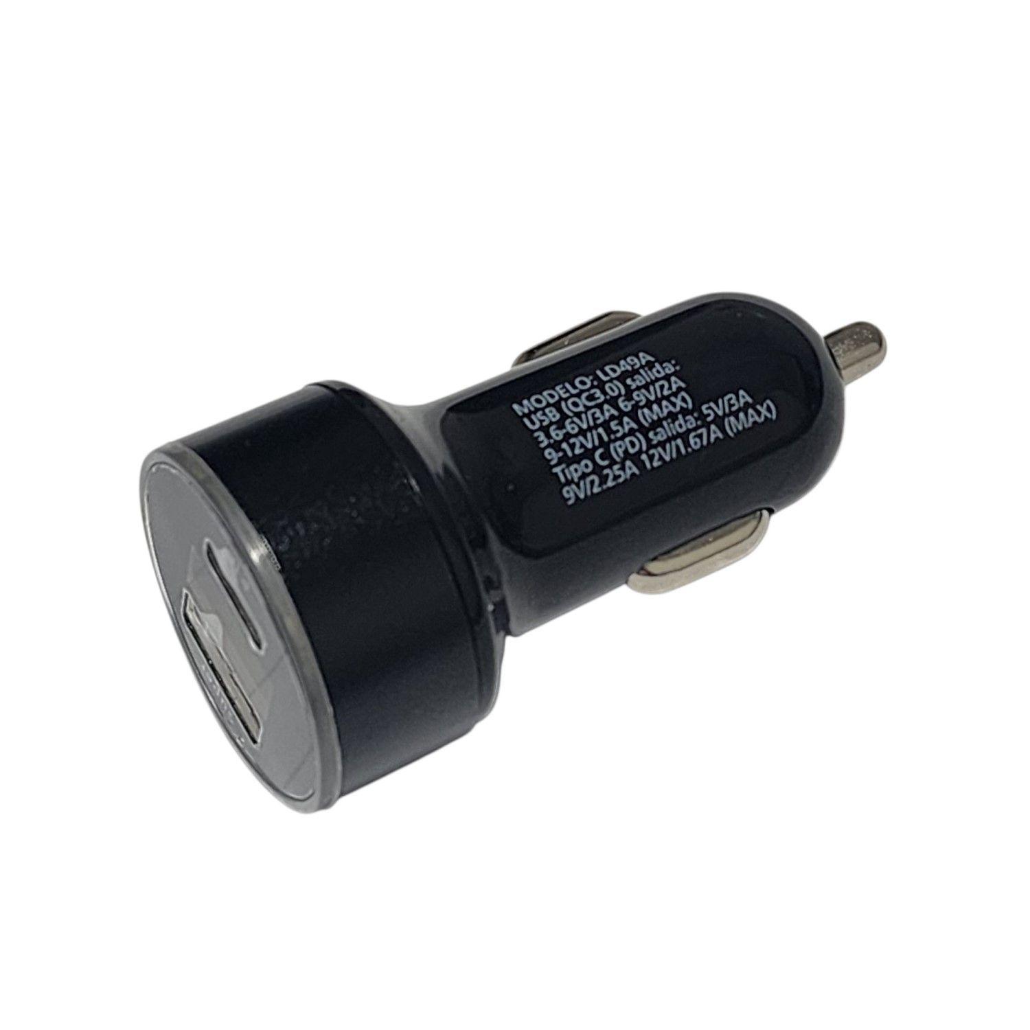 Cargador de Auto USB 3.0 + USB-C Pantalla LED LD49A Philco-1
