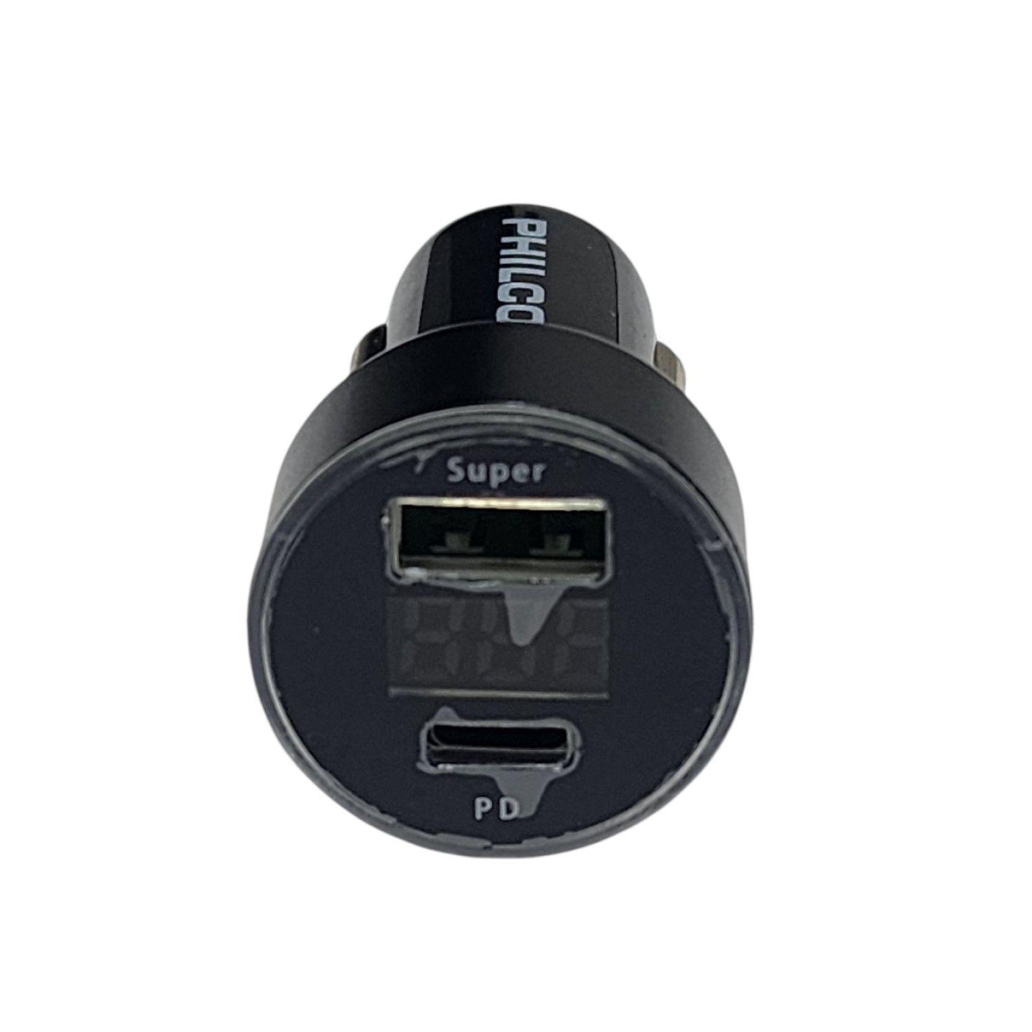 Cargador de Auto USB 3.0 + USB-C Pantalla LED LD49A Philco-3
