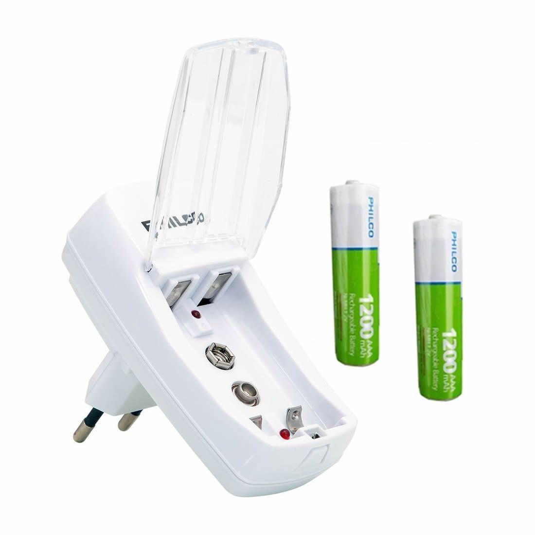 Cargador de Pilas + 2 pilas AAA Philco 1200mha-1