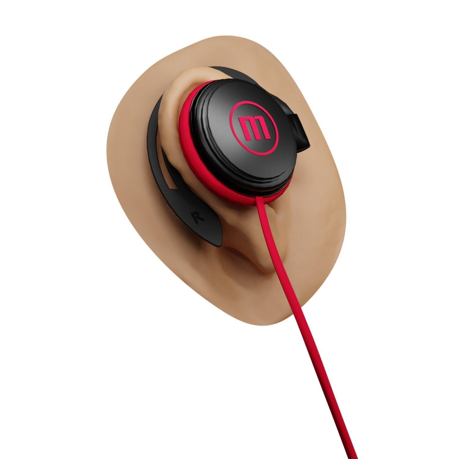 Audífonos De Gancho Con Mic EC-155 Earhook Maxell Rojo-2