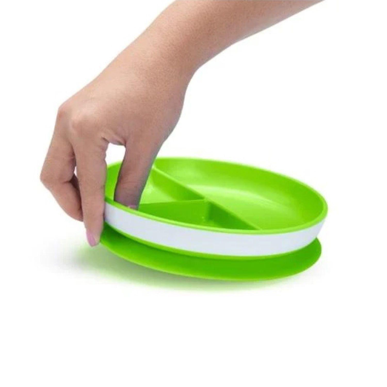 Plato Bebè con succión y División Stay Put Munchkin Verde-2