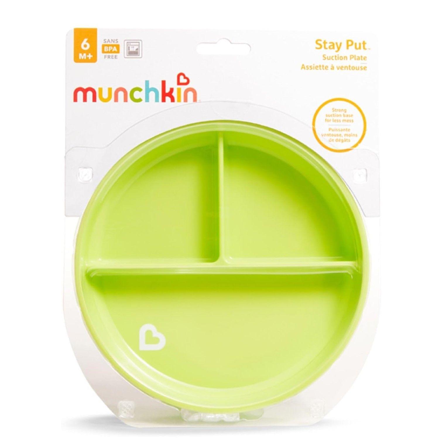 Plato Bebè con succión y División Stay Put Munchkin Verde-3