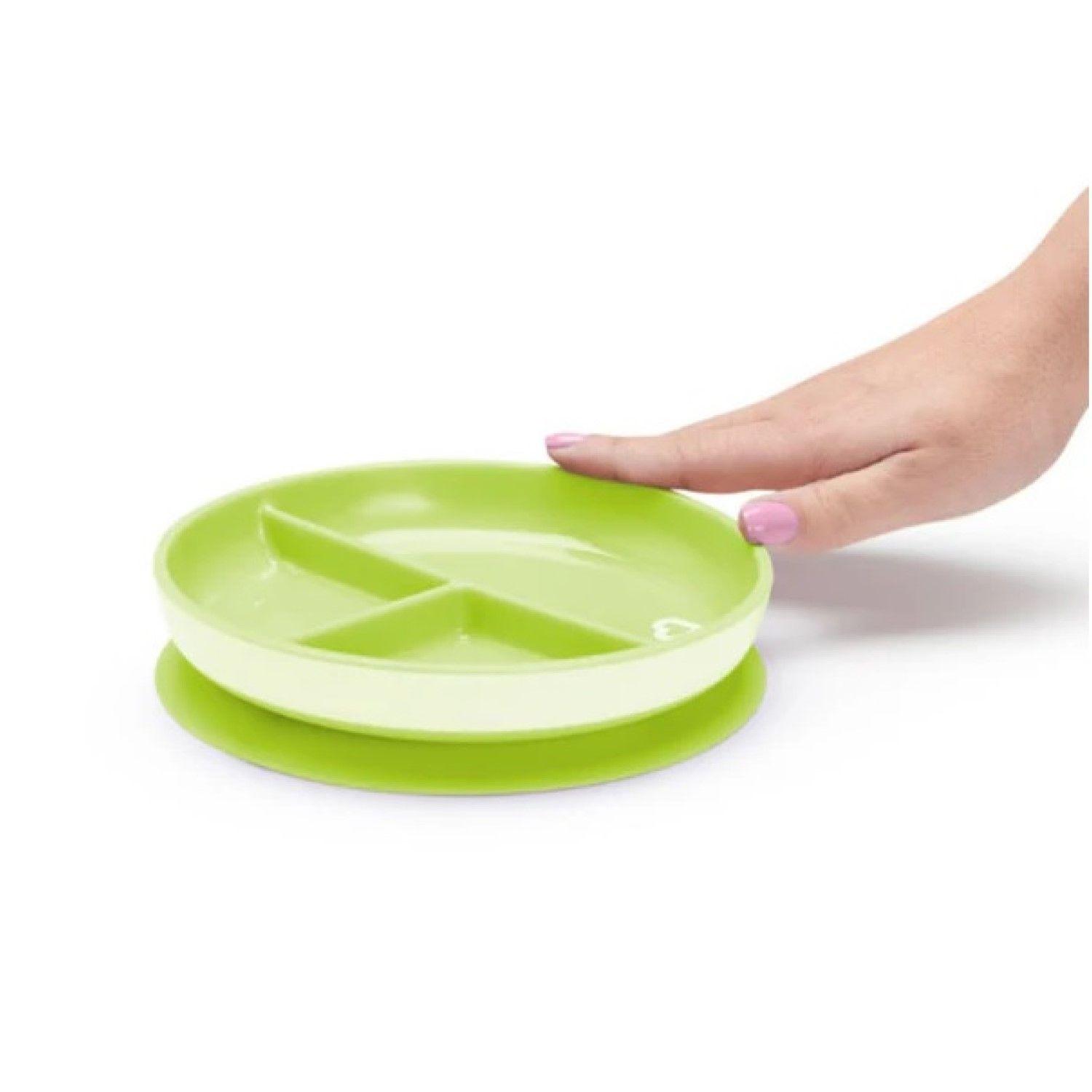 Plato Bebè con succión y División Stay Put Munchkin Verde-4
