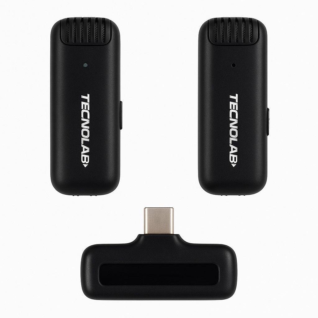 Kit 2 Micrófonos Lavalier Con Estuche Tipo C Tecnolab Tl536-3