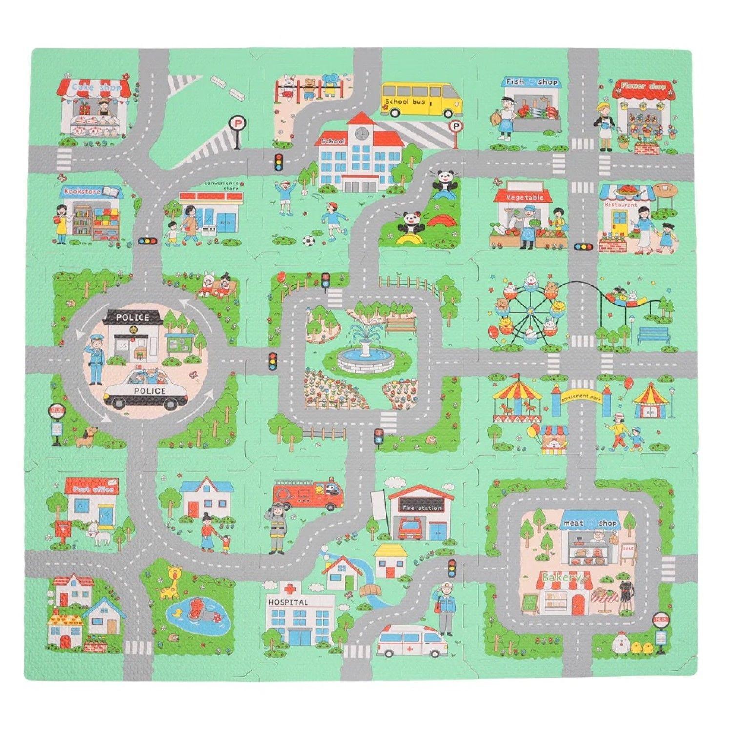 Alfombra Mat Eva Pista Ciudad 9 Piezas Infanti-0