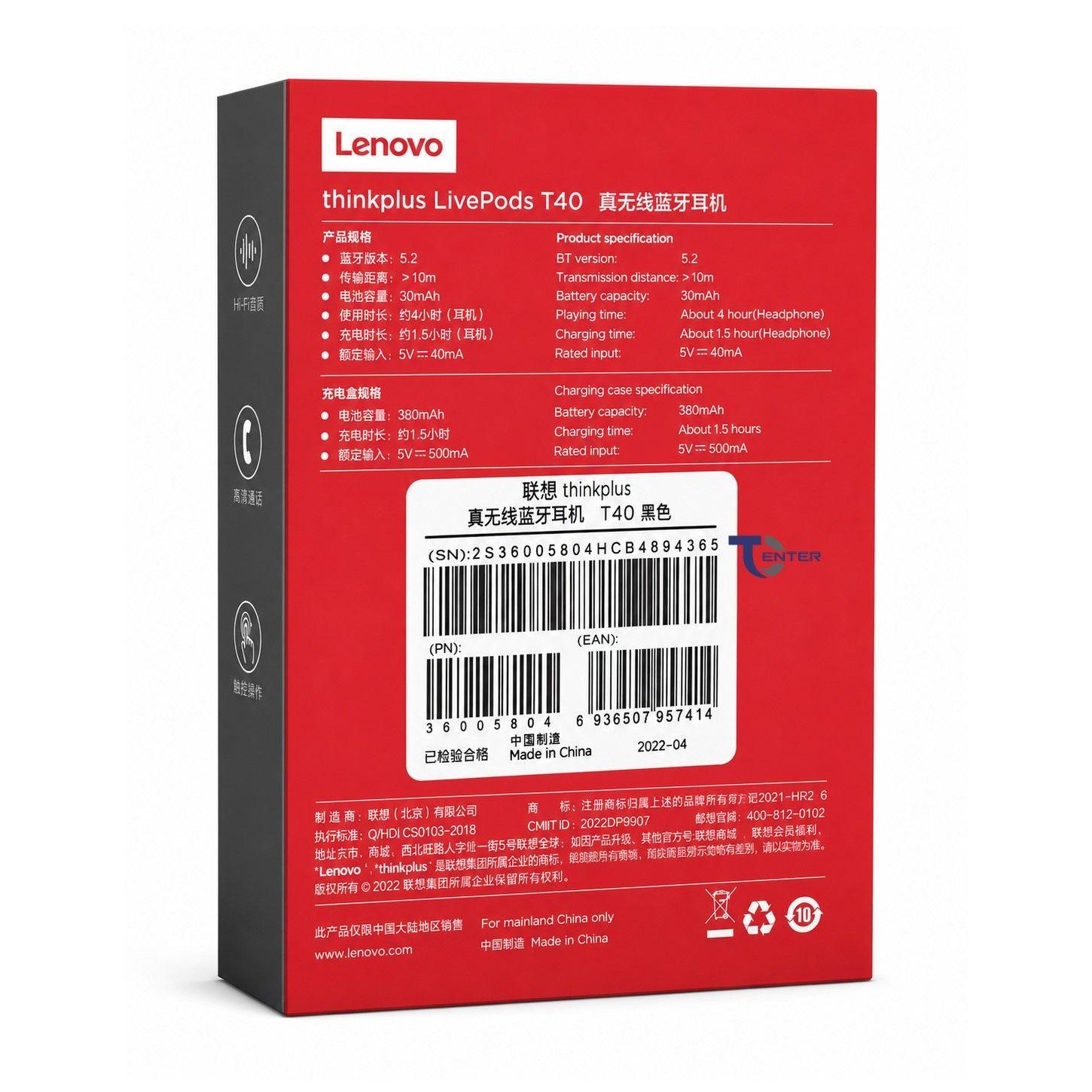 Audífonos Bt Lenovo Thinkplus LivePods T40 Negros-7