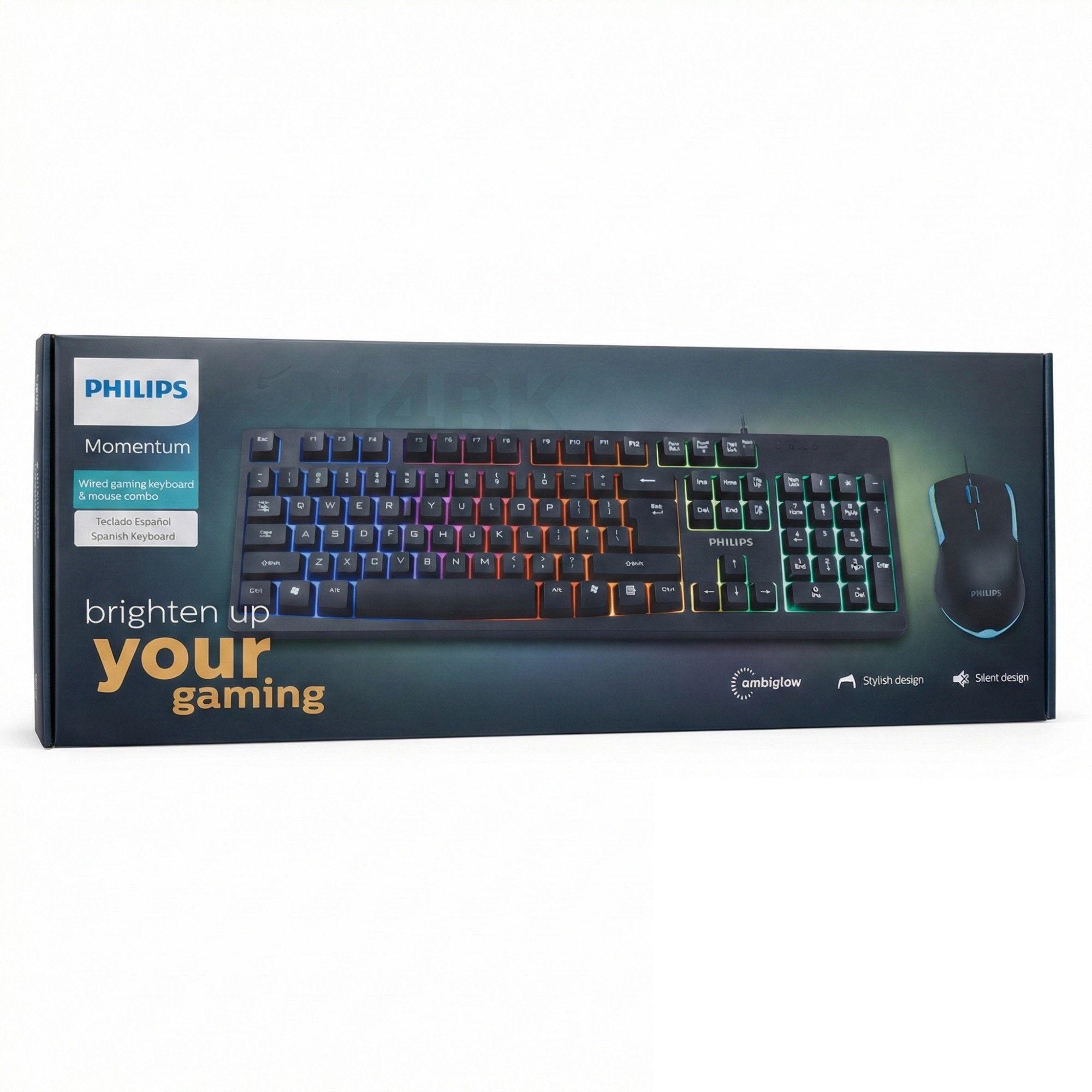 Kit Combo Teclado y Mouse Philips Momentum C214BK SPT6214BK-5