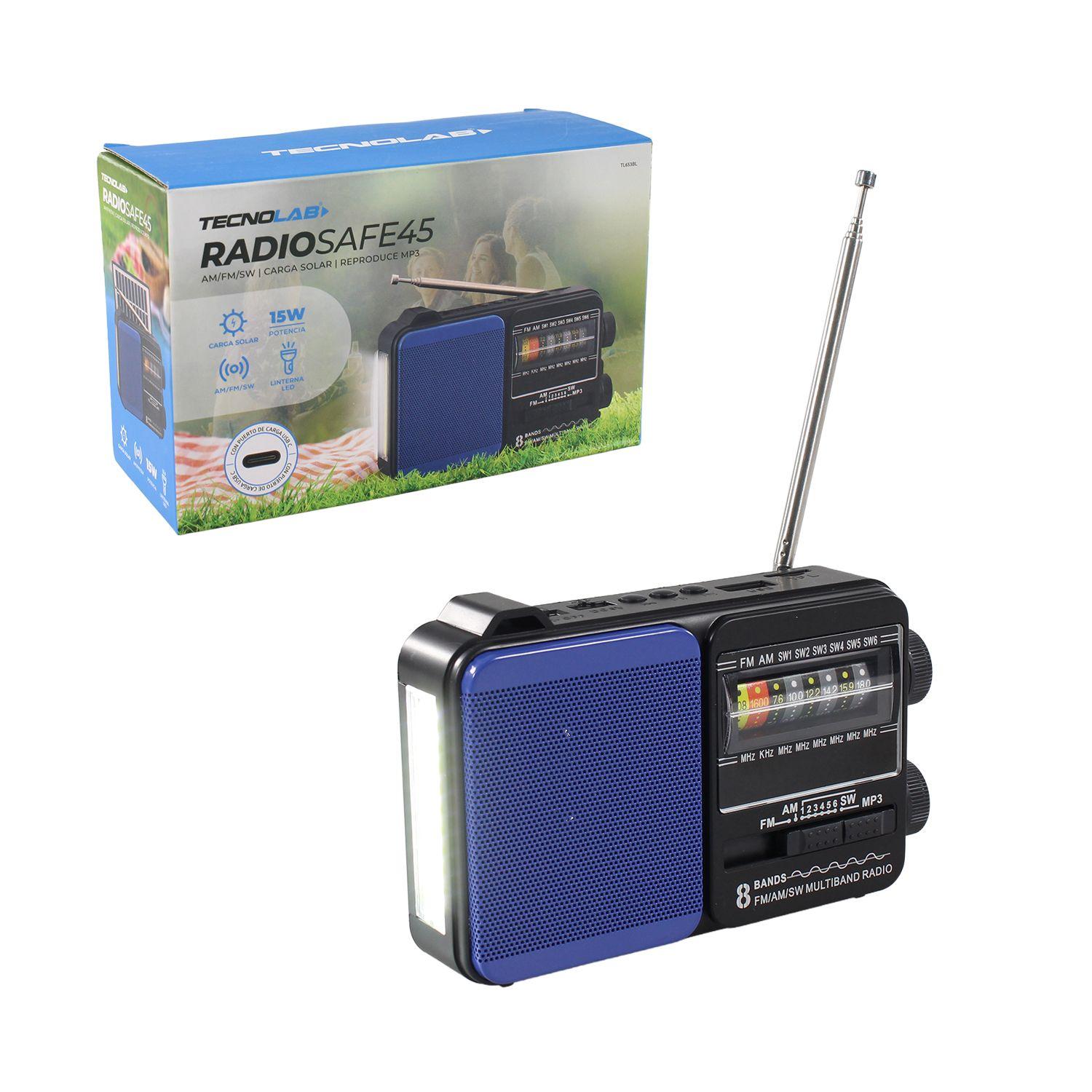 Radio Portátil Solar AM FM SW LED 15W TL653BL Tecnolab Azul-4