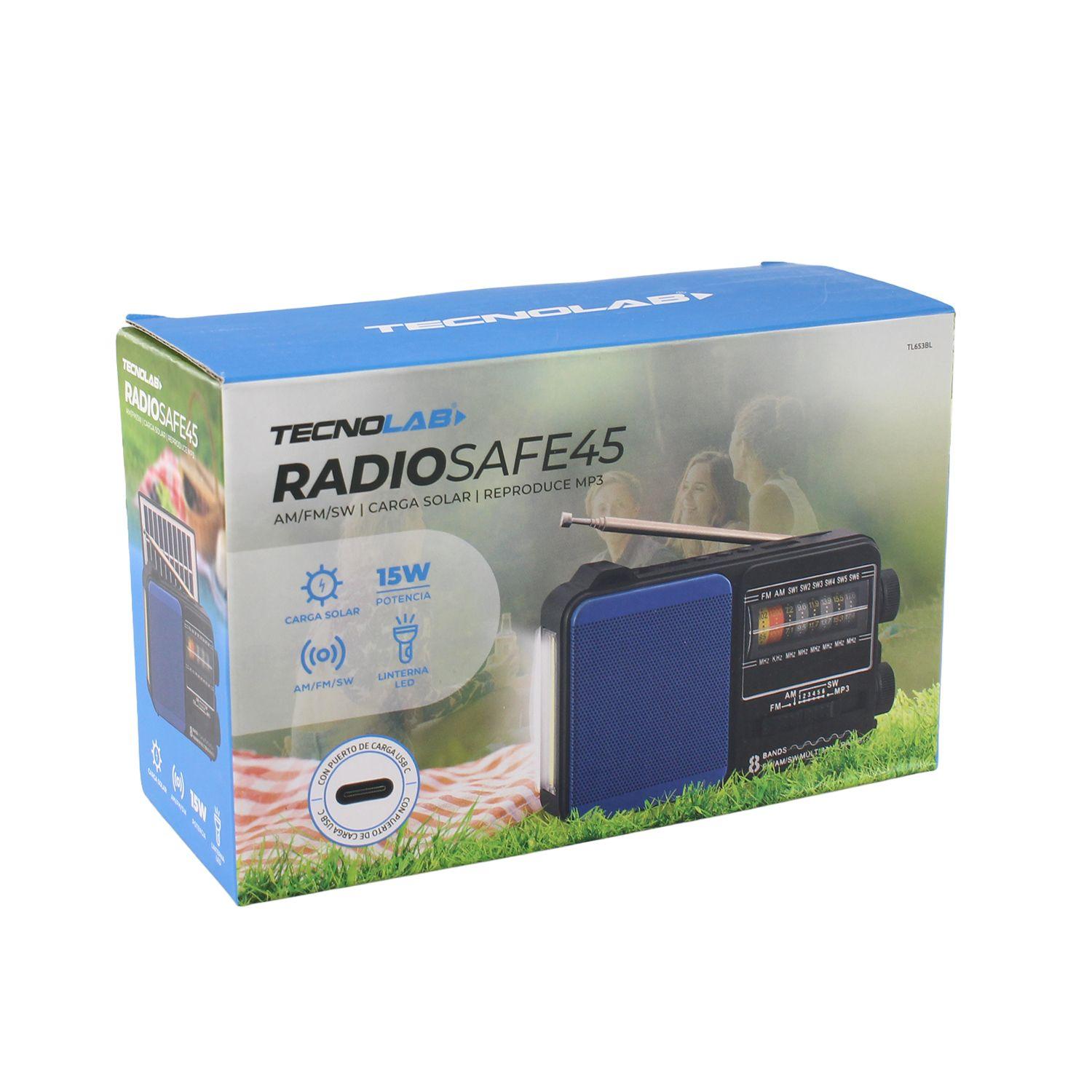 Radio Portátil Solar AM FM SW LED 15W TL653BL Tecnolab Azul-5