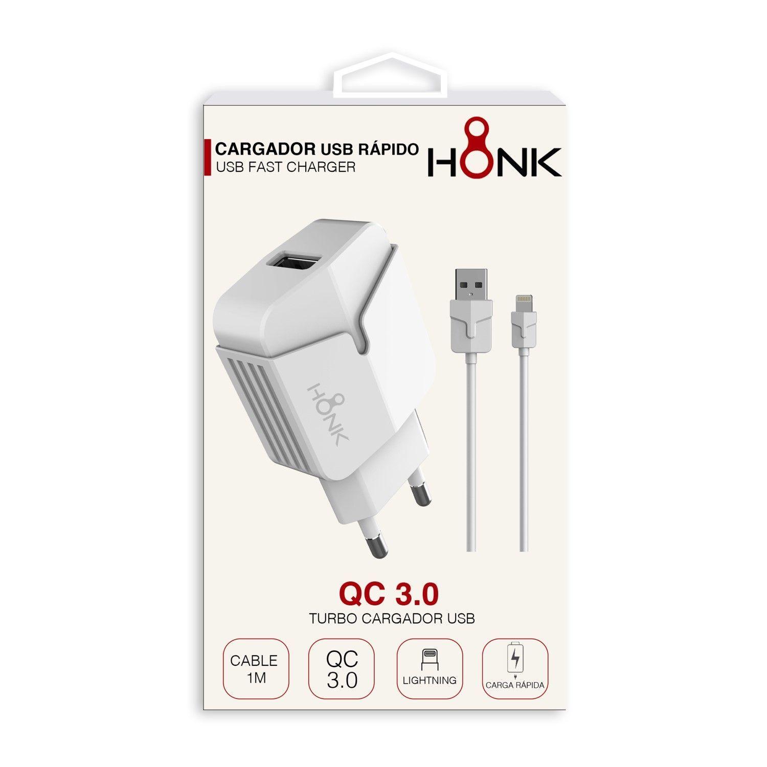 Cargador Pared y Cable Lightning Honk QC3.0 -2