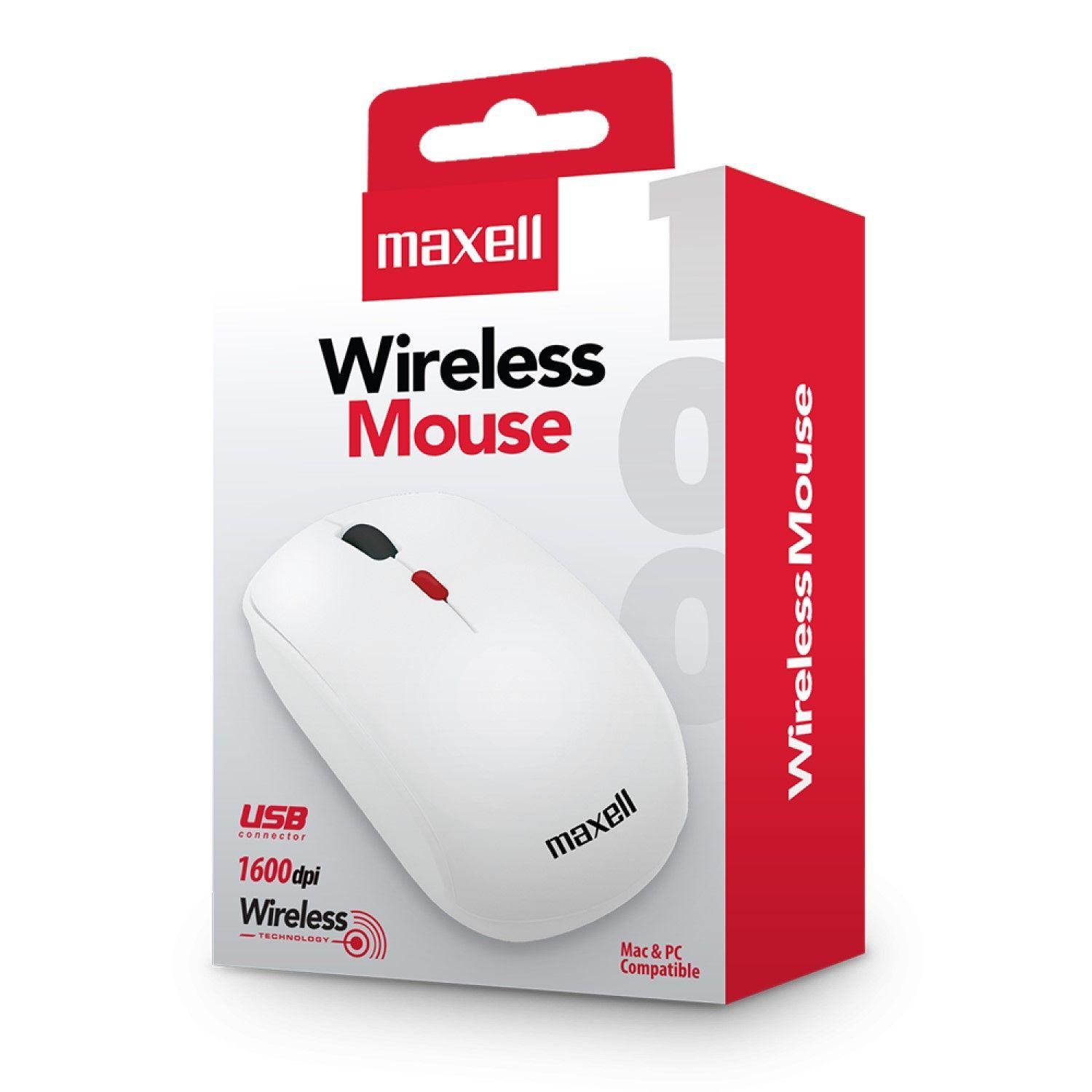 Mouse Inalámbrico Ergonómico 1600 DPI MOWL-100 Maxell Blanco-2