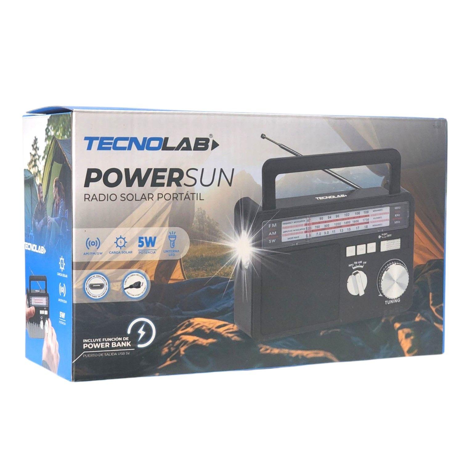 Radio Portátil Solar BT USB LED PowerSun TL637 Tecnolab-5