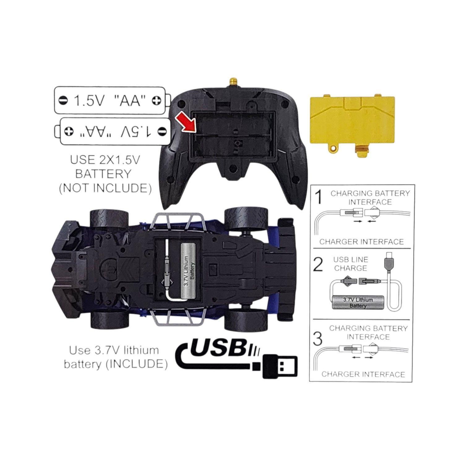 Auto de Carrera RC Luces Música Lanza Vapor DBG1579BL Azul-6