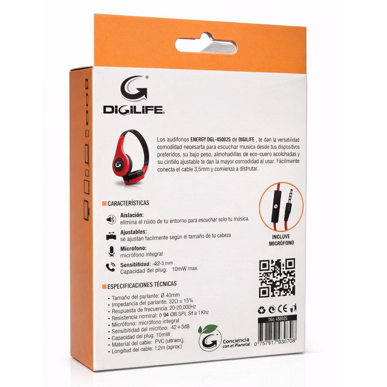 Audífono Cableados Digilife DGL-450025 3.5mm Rojo-4