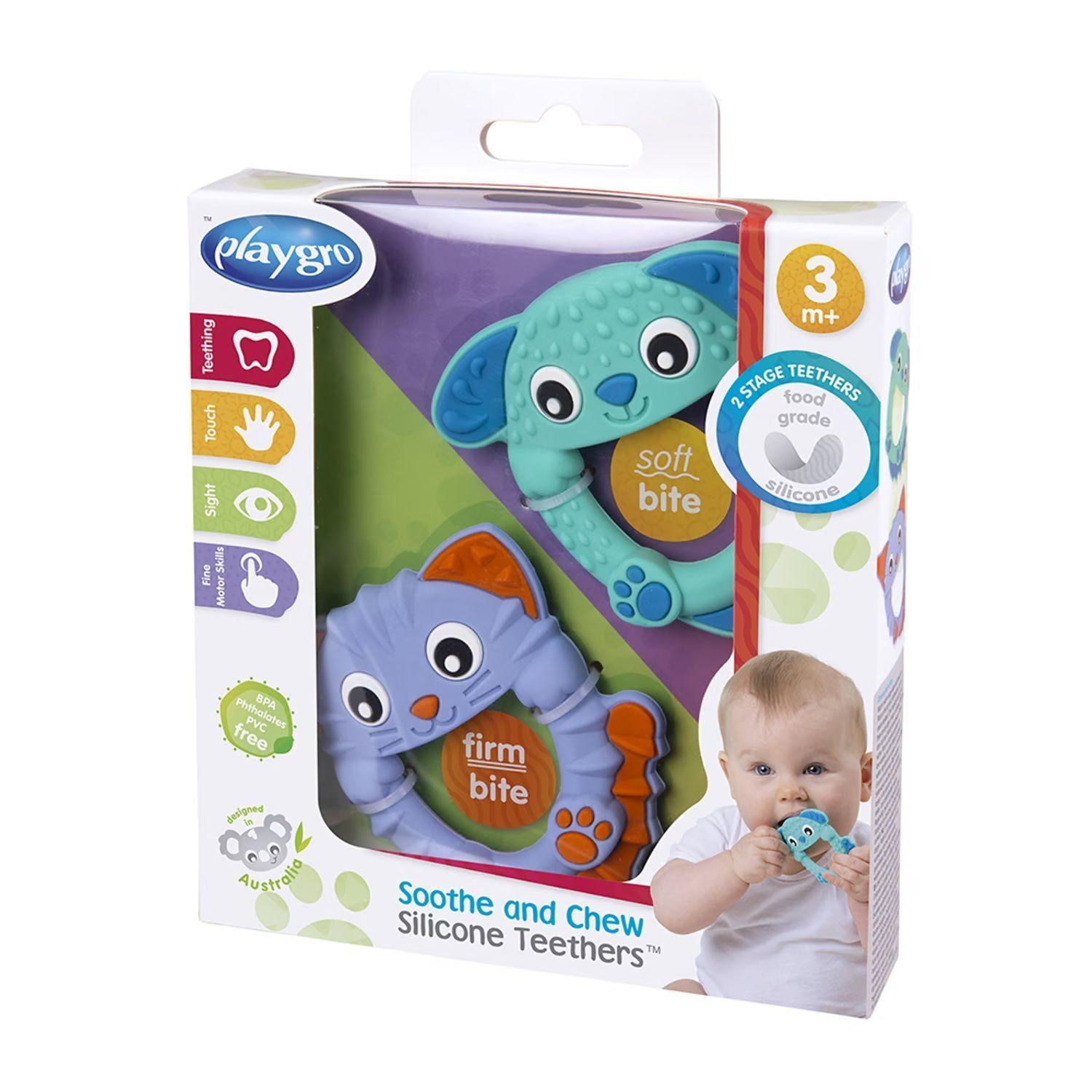 Pack 2 Mordedores Silicona Animales 3m+ Playgro-7