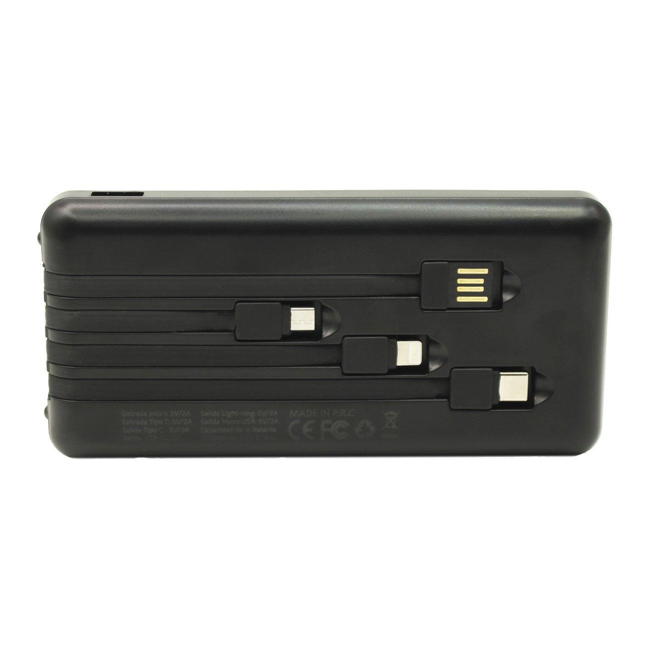 Batería Portátil Solar Power Bank 10.000 Mha Tecnolab TL570BK-3