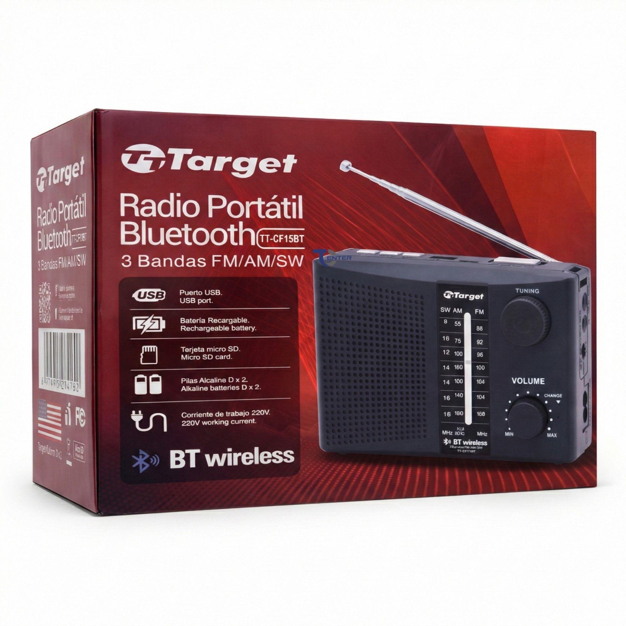Radio Portátil BT Target TT-CF15BT 3 Bandas USB SD Recargable-2